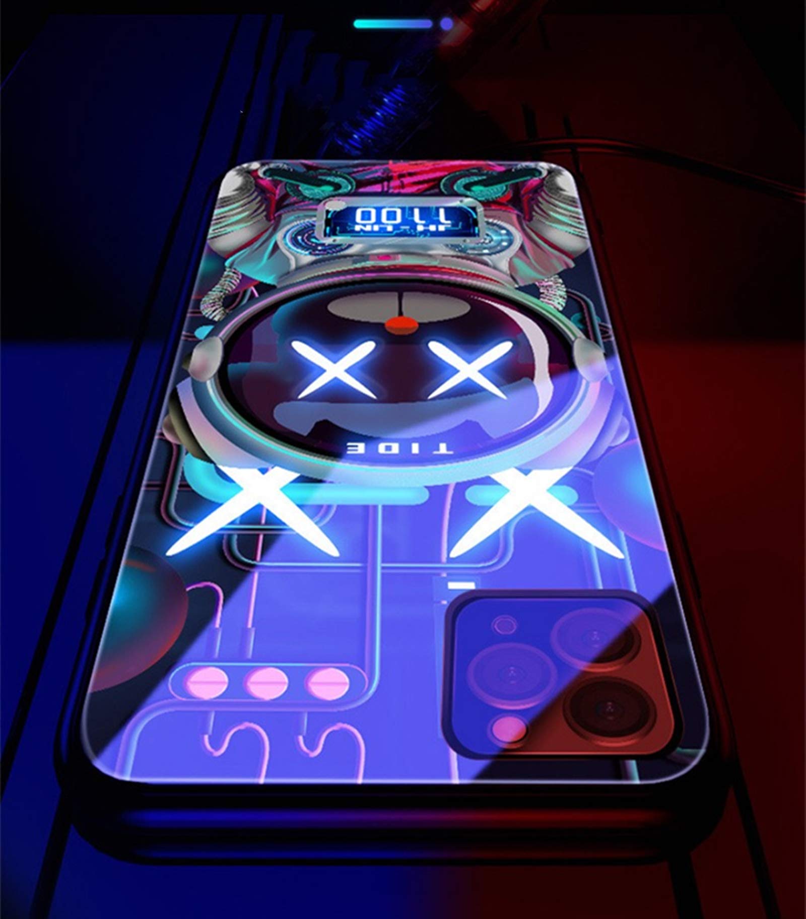 Premium 5.8-inch iPhone 11 Pro Case - Colorful Luminous Tempered Glass Protective Cover with Voice Control & Call Flash | Trendy Unisex Design for Women & Men | Perfect for Daily Use, Night Outings & Gift Giving