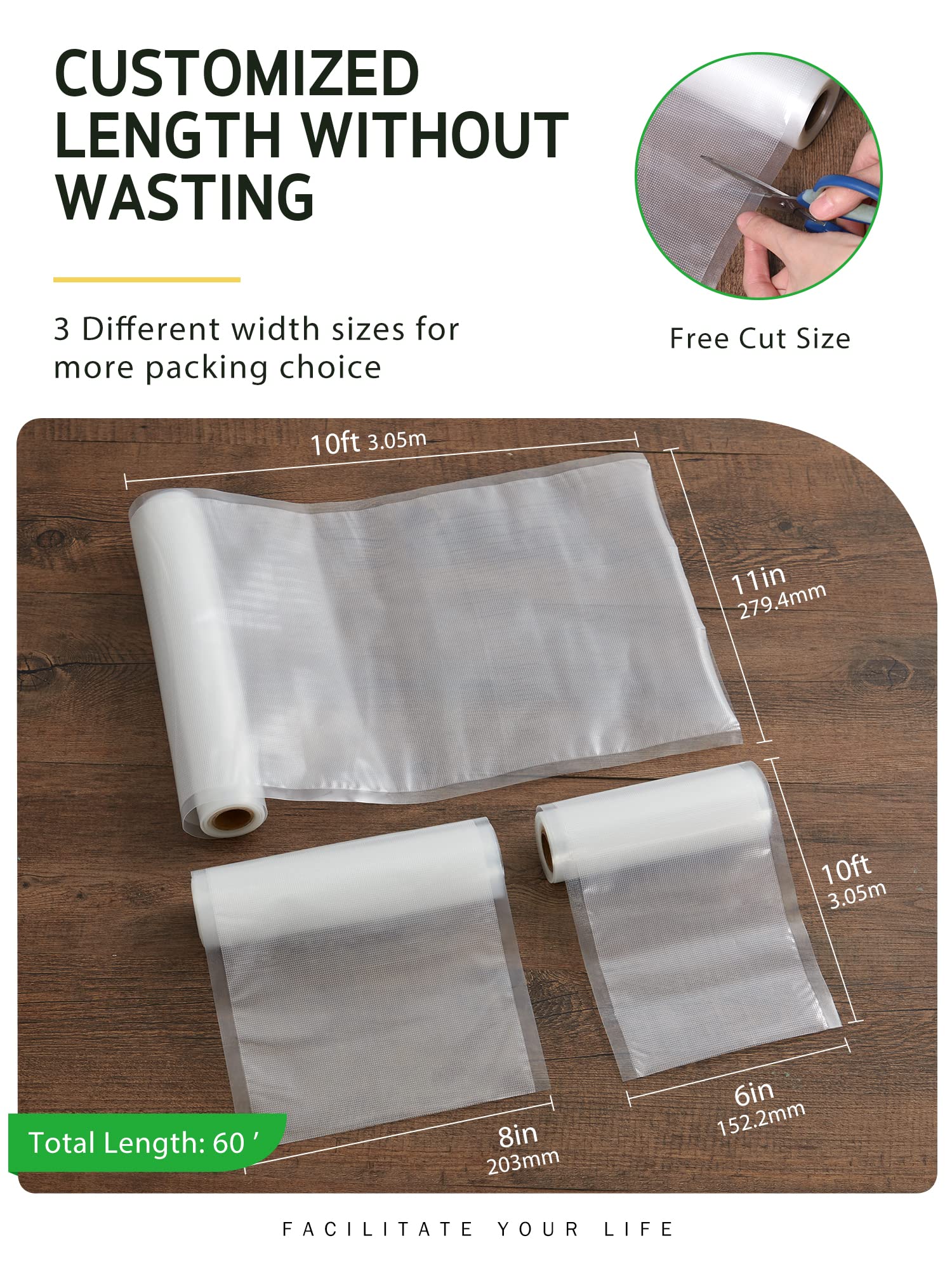 Syntus Vacuum Sealer Bags - 6 Pack Commercial Grade BPA Free Food Storage Bags (11