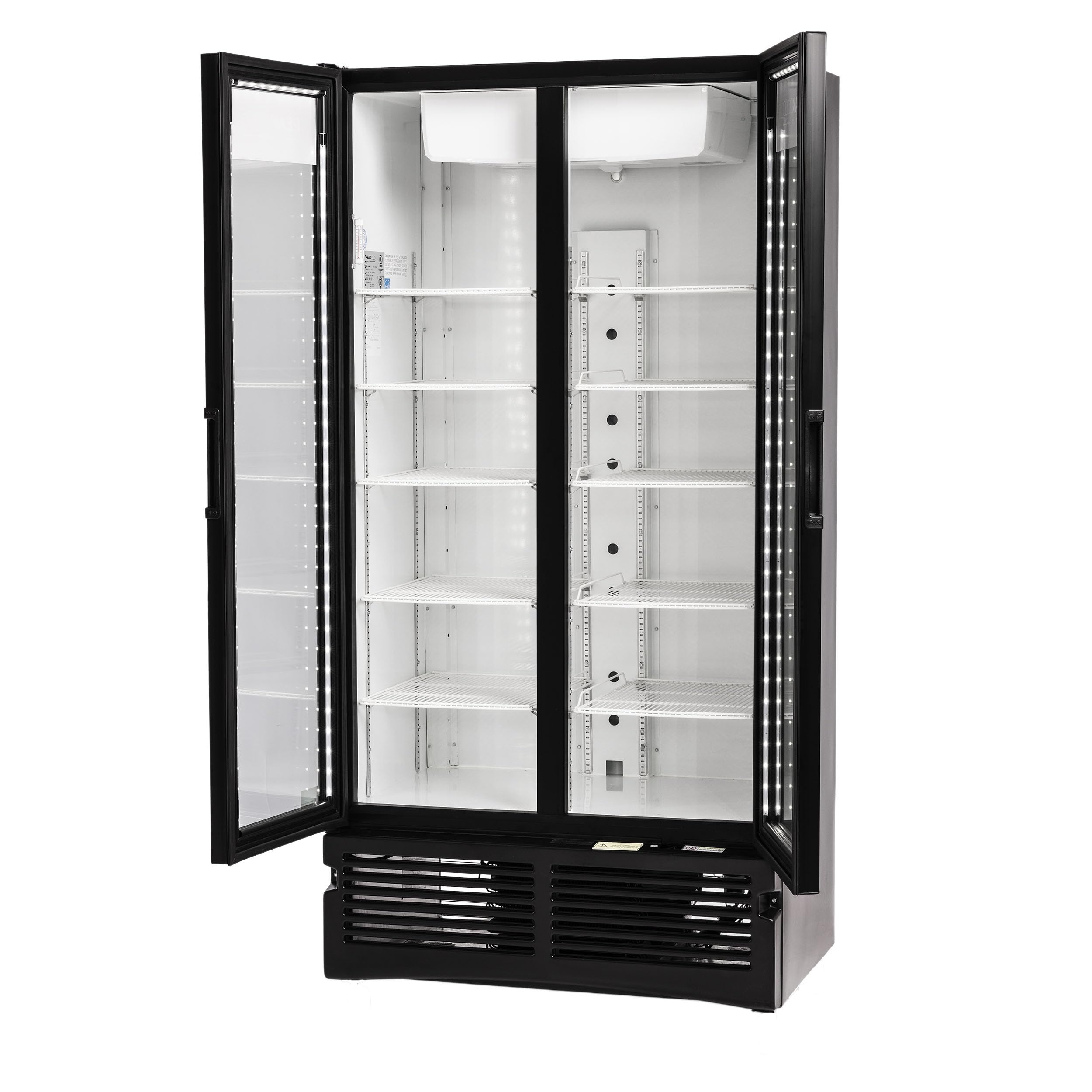 PLUS Upright Commercial 2 Door Display Cooler & Refrigerator, 25.7 Cubic Ft - Perfect for Supermarkets, Convenience Stores, and Restaurants