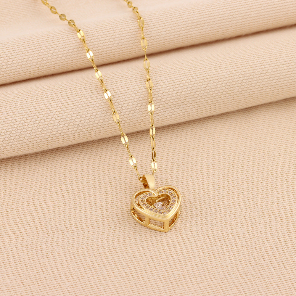 Valentine's Day Gifts for Her - Double Layer Smart Love Pendant Titanium Steel Necklace, Romantic Couple Jewelry for Women - Perfect for Anniversaries, Date Nights & Special Occasions