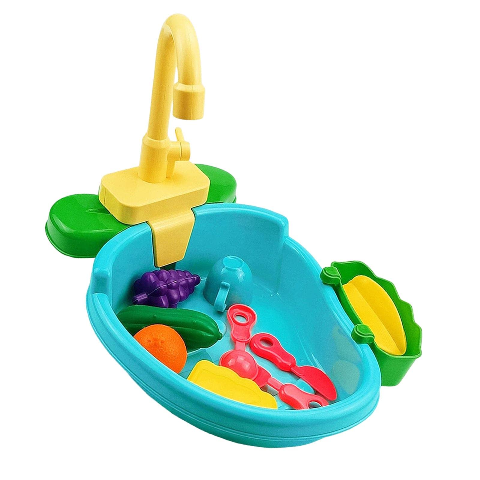 Yiju Pretend Play Kitchen Sink Toy Set with Running Water Faucet - Dishwashing & Cooking Role Play for Kids - Perfect for Preschool Learning & Toddler Pretend Play at Home