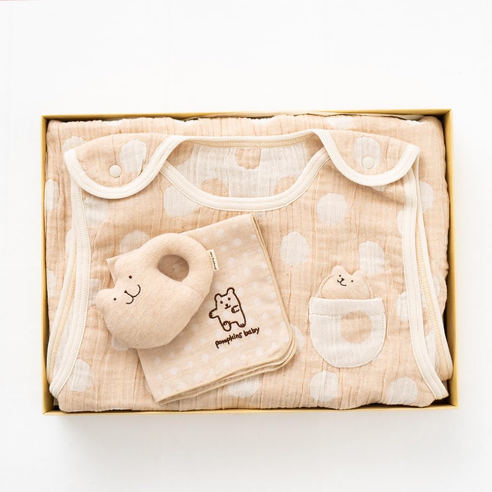 Popkins Baby Bear Organic Gift Set - 3-Piece Baby Clothes Set for Newborns & Infants (Girls & Boys) | Perfect for Baby Showers, Birthdays & First Year Milestones