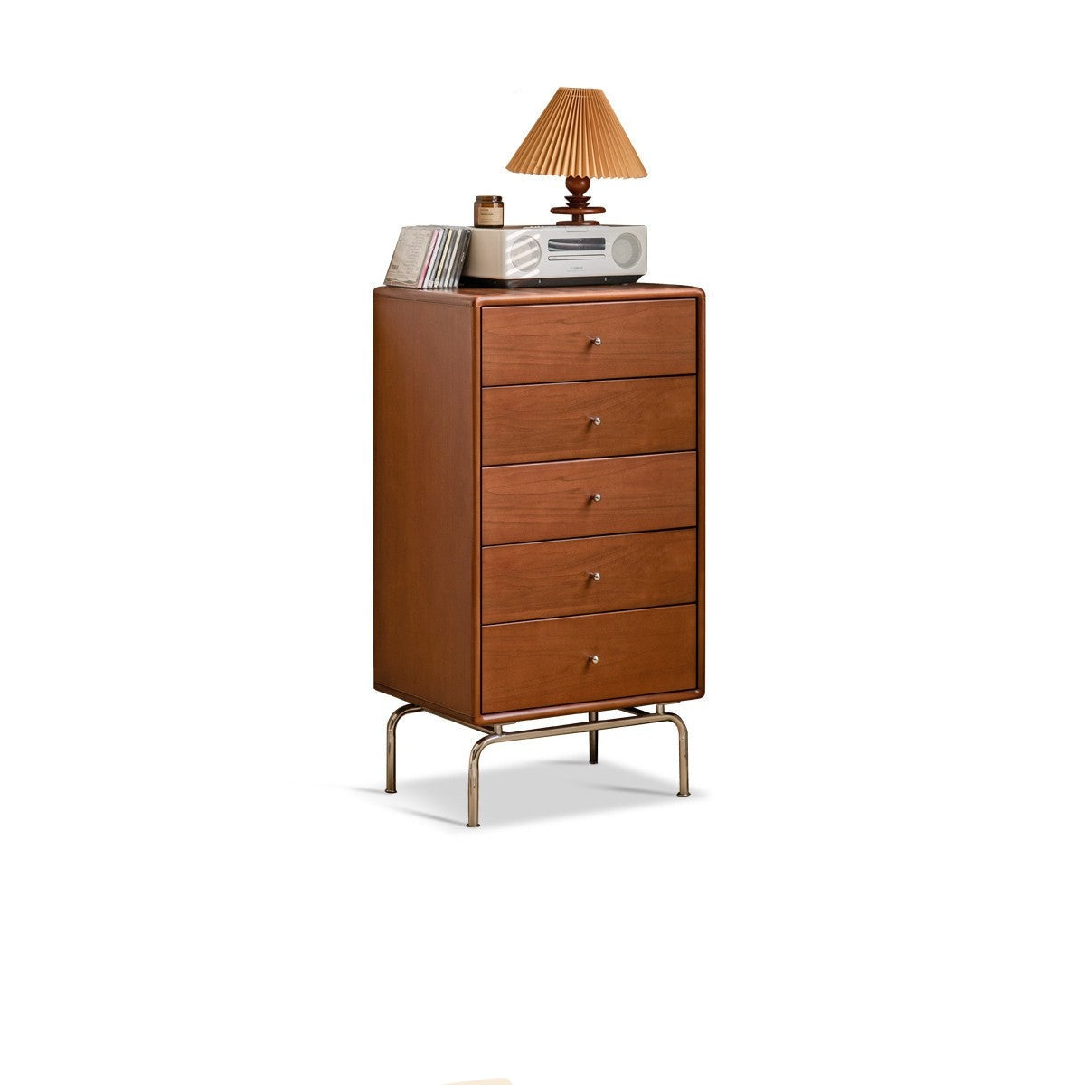 Solid Wood Poplar Dresser - 5-Drawer Storage Chest for Bedroom, Living Room & Office - Natural Wood Finish for Home Organization & Decor