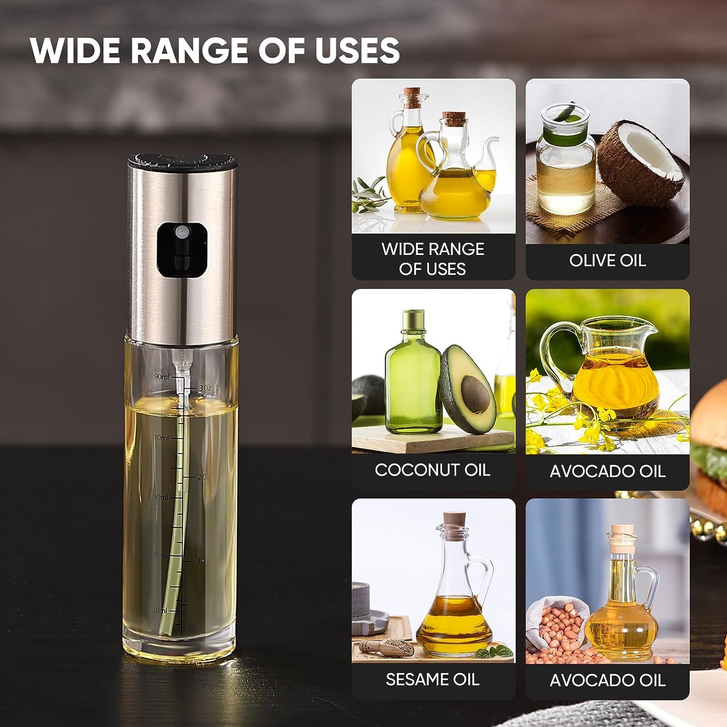 Premium 100ml Glass Oil Sprayer for Cooking - Perfect for Air Fryer, Olive Oil, Vinegar & Soy Sauce Dispenser | Ideal for Baking, Grilling & Healthy Meal Prep