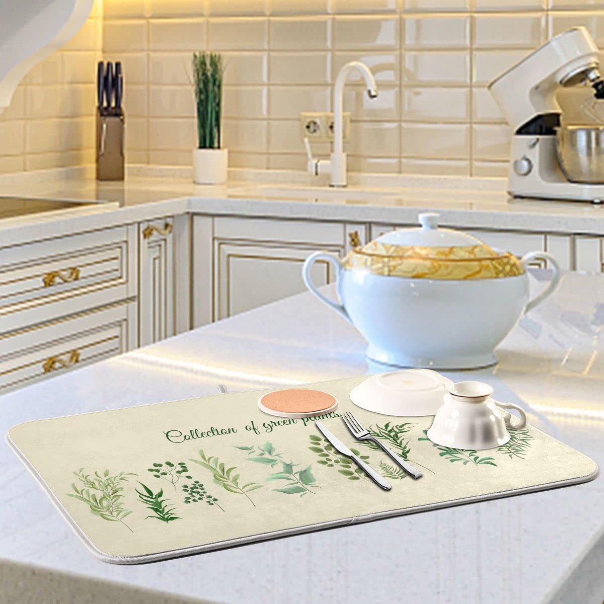**Premium Microfiber Dish Drying Mat - 18x24 Inch Absorbent & Reversible Kitchen Mat for Plates, Utensils, and Green Plants | Eco-Friendly, Fast-Drying, Non-Slip | Perfect for Countertops, Sinks, and Dish Racks**