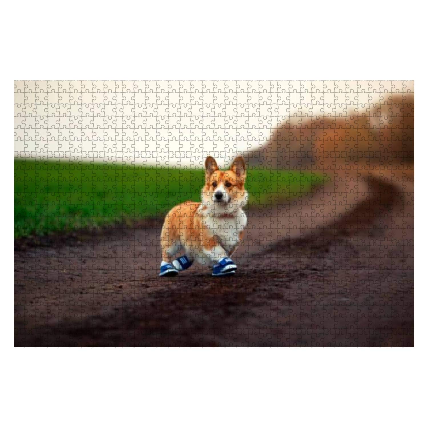 1000 Piece Wooden Jigsaw Puzzle - Cute Red Corgi Puppy Running on Country Road | Educational Toy for Kids & Adults | Stress Relief Game | Perfect for Family Game Night & Classroom Activities