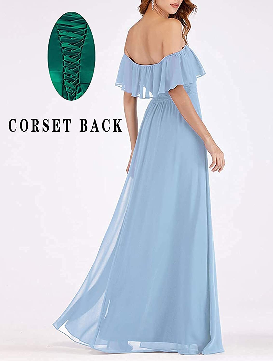 Elegant Off Shoulder Slit Bridesmaid Dresses - Long Ruffles A-Line Chiffon Formal Prom Gowns for Weddings & Special Occasions (Lavender, Plus Size 16) - Perfect for Wedding Parties, Evening Galas & Formal Events
