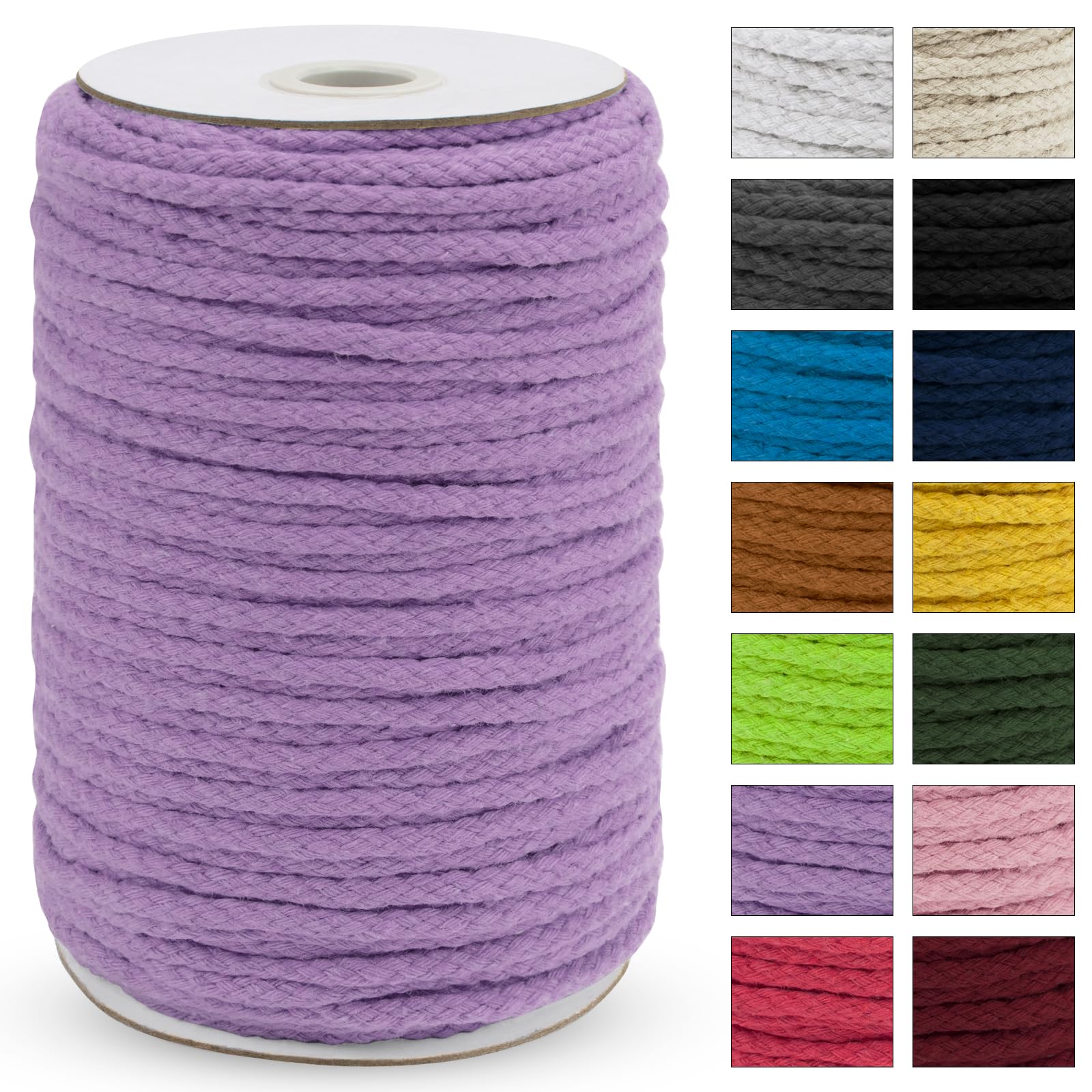 JeogYong 5mm x 295ft Natural Cotton Macrame Rope - 8-Strand Braided Craft Cord for DIY Projects, Plant Hangers, Wall Decor, Dream Catchers & Garden Use | Perfect for Home Decor, Handmade Jewelry & Boho Style Crafts