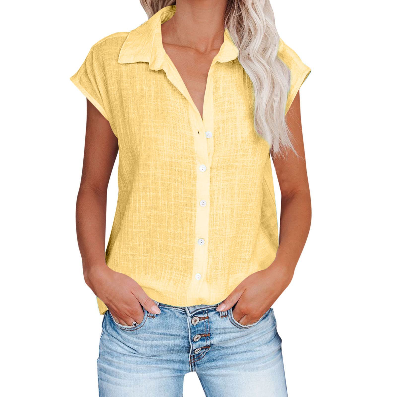 Trendy Women's Summer Tops 2024 - Breathable Cotton Linen Short Sleeve Blouses, Casual & Dressy Loose Fit T-Shirts for Work, Travel & Everyday Wear