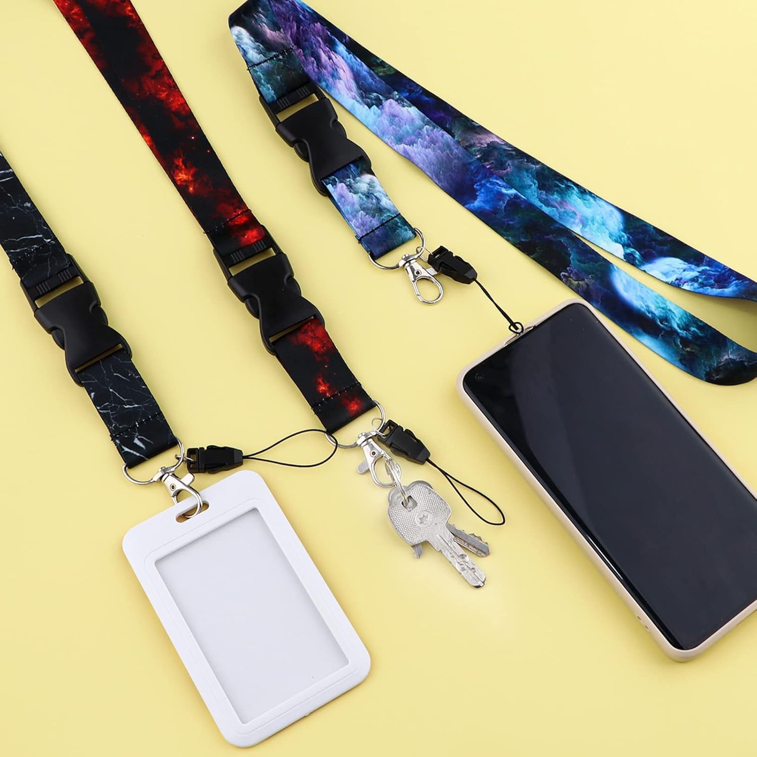 DMLSKY Black Lanyards for Keys & ID Badges - 3 Pack for Office & Events