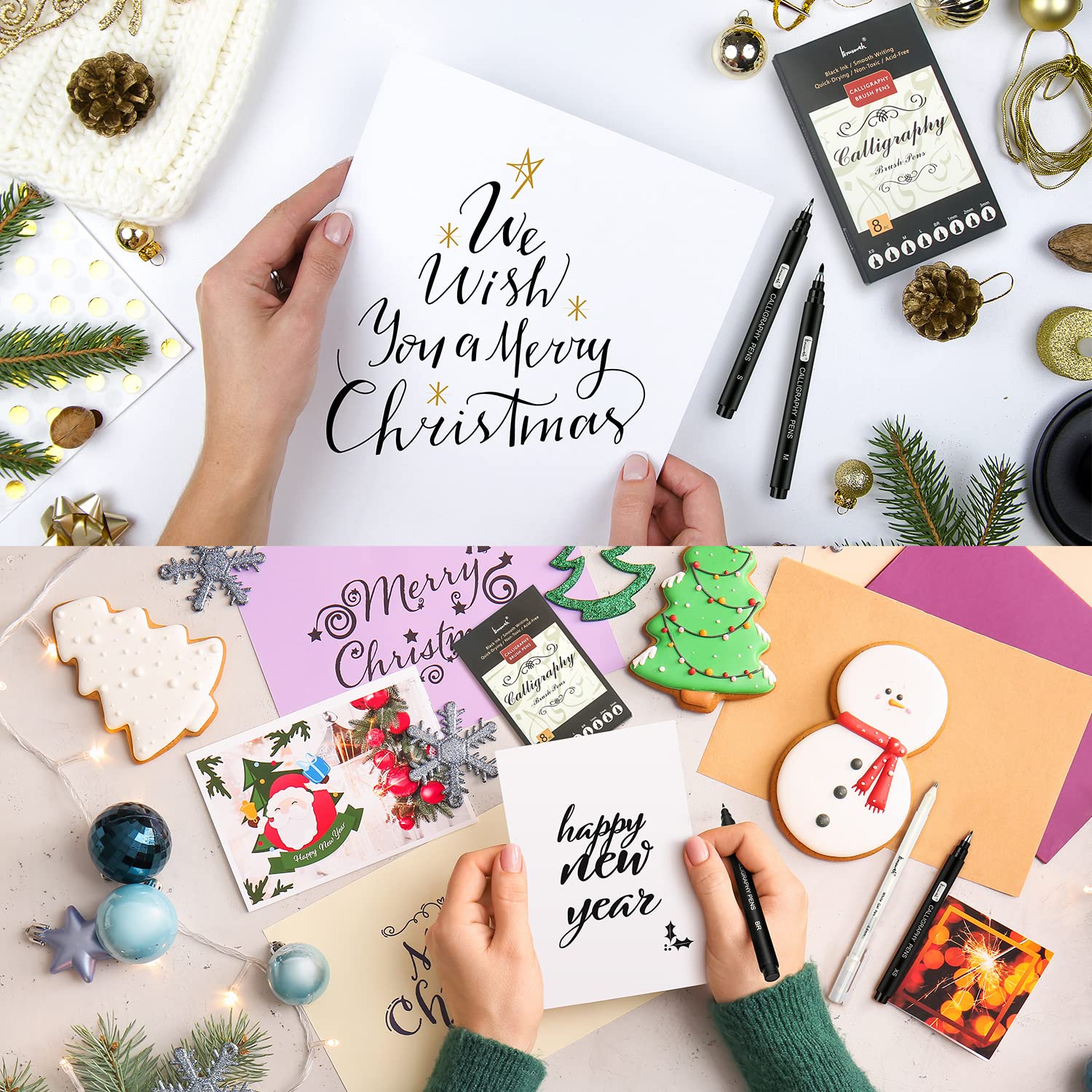 8-Size Calligraphy Pen Set for Beginners - Brush Lettering Pens for Handwriting, Art & DIY Projects - Perfect for Calligraphy, Journaling, Scrapbooking & Gift Wrapping