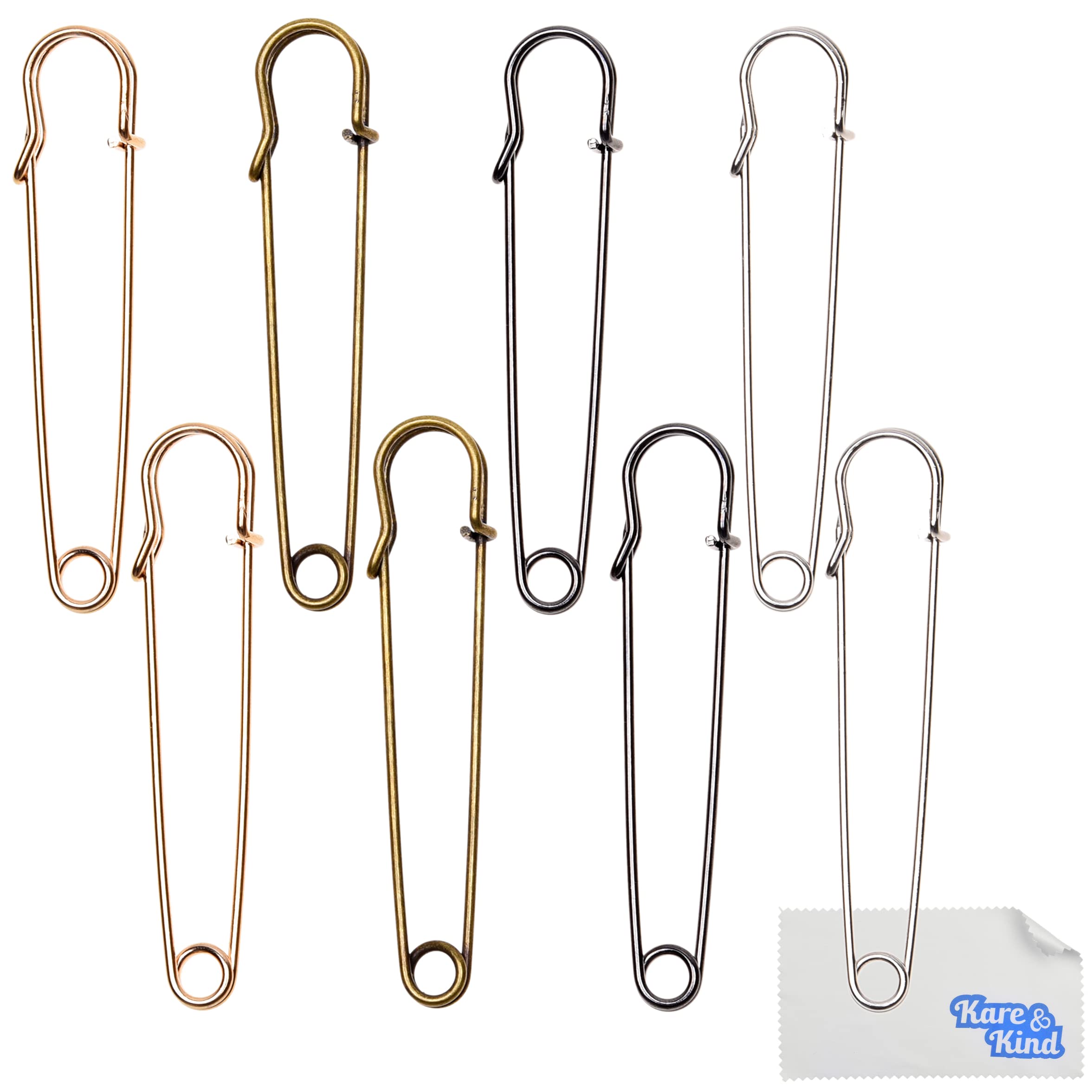 8X Extra Large Metallic Safety Pins - 4