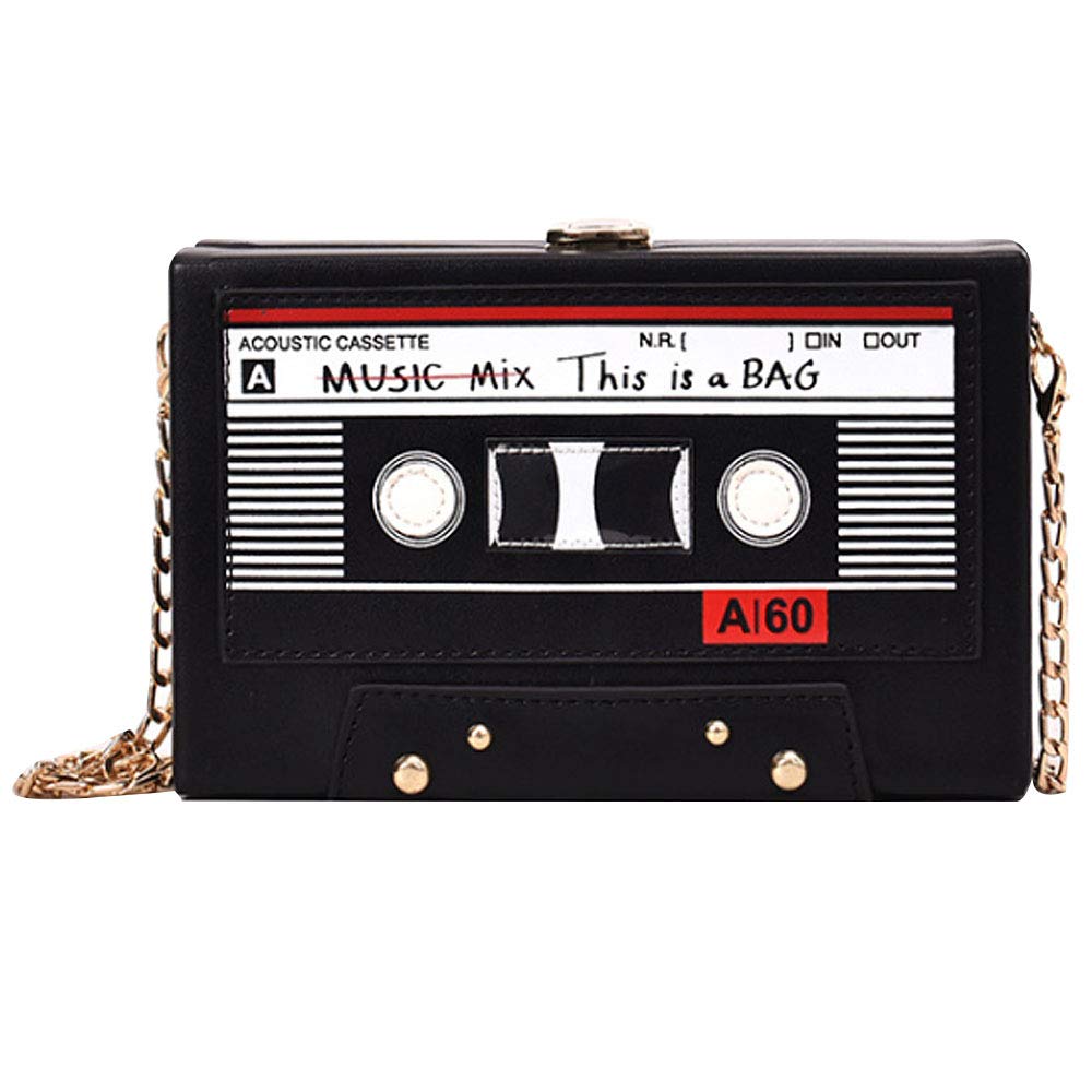 Vintage Retro Radio Shape Crossbody Bag for Women - PU Leather & Metal Clutch Purse - Perfect for Evening Parties, Concerts & 80s Themed Events