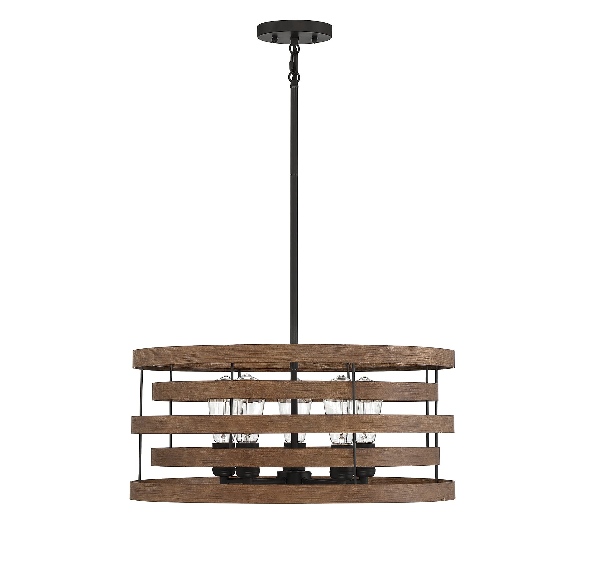 Savoy House Blaine 5-Light Pendant Light - Natural Walnut with Black Accents, 22