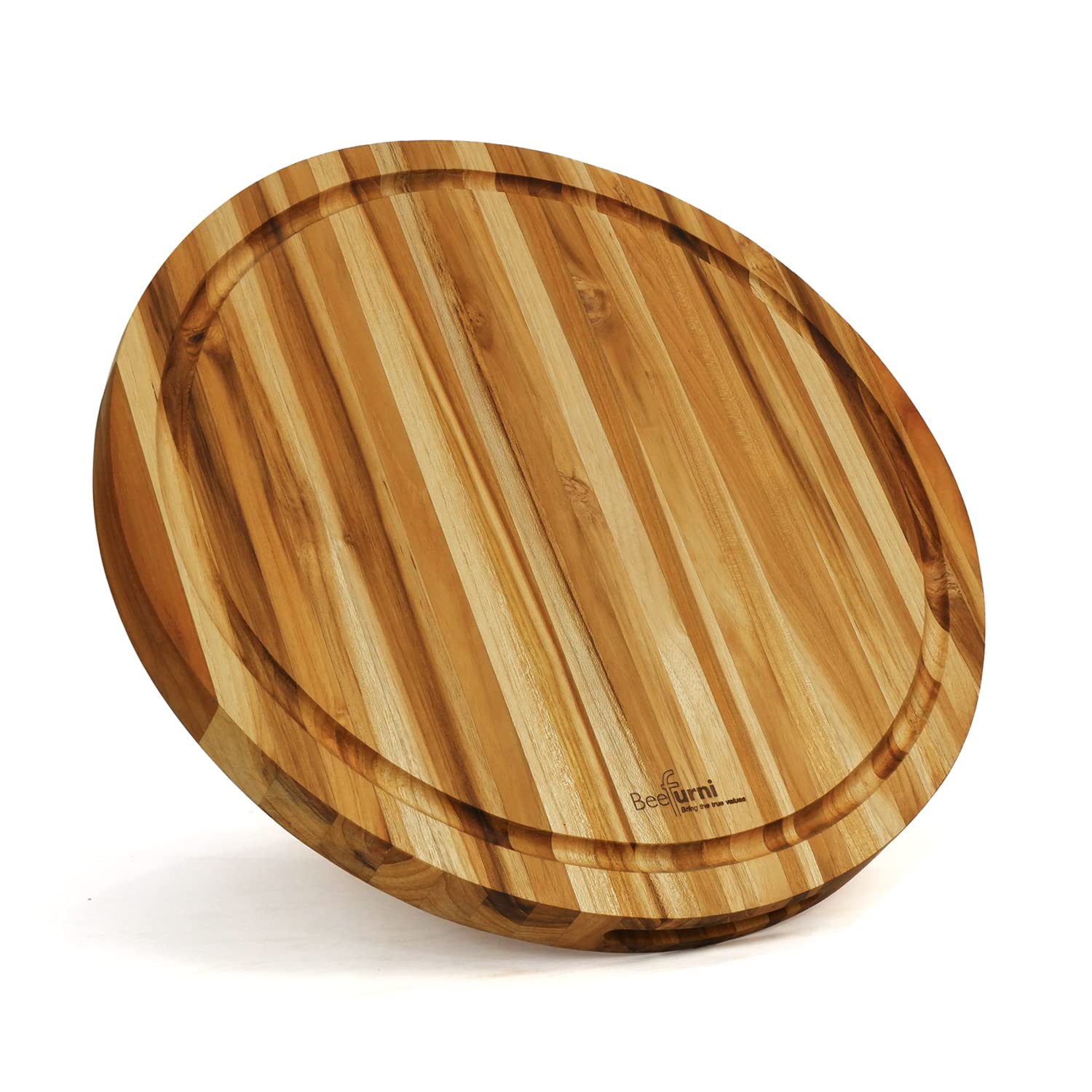 Premium Teak Wood Cutting Board Set - 15.75 Inch Round Kitchen Chopping Board (5-Pack) - Ideal for Meat, Vegetables, Fruits & Serving Charcuterie