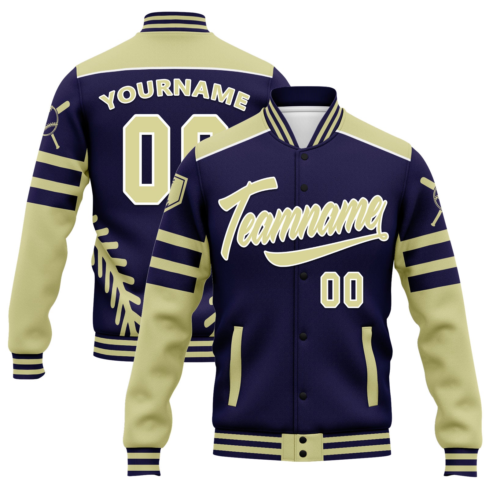 Custom Personalized Bomber Jacket with Full Snap Closure - Varsity Letterman Style Jacket FZ005 D023003 - Perfect for School Events, Sports Games & Casual Wear