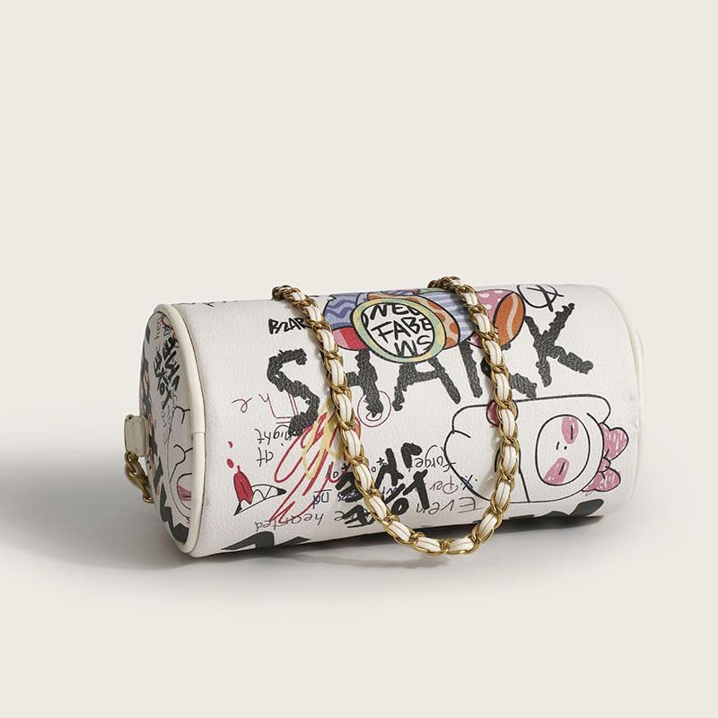 Trendy Graffiti Crossbody Bag for Women - Fashionable Mini Shoulder Purse with Phone Wallet & Chain Strap - Perfect for Daily Use, Travel, and Parties