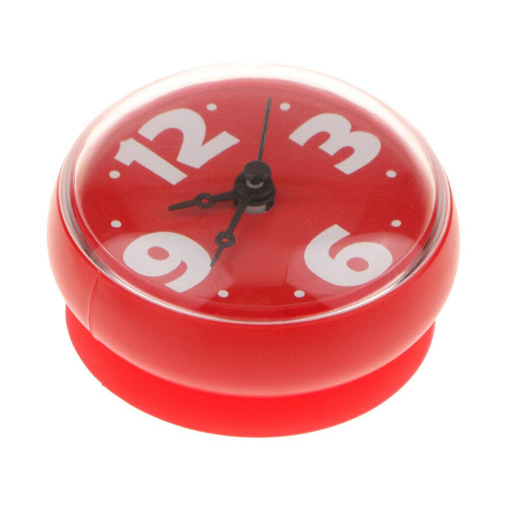 Waterproof Silicone Suction Cup Wall Clock Timer - Red - Perfect for Bathroom, Shower, Kitchen & Home Decor - Digital Timer for Cooking, Workouts & More