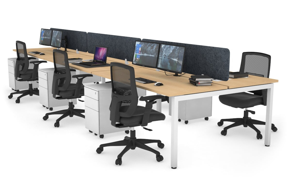Quadro Square Legs 6-Person Office Workstation Desk [1600L x 700W] - Perfect for Team Collaboration & Open Office Spaces