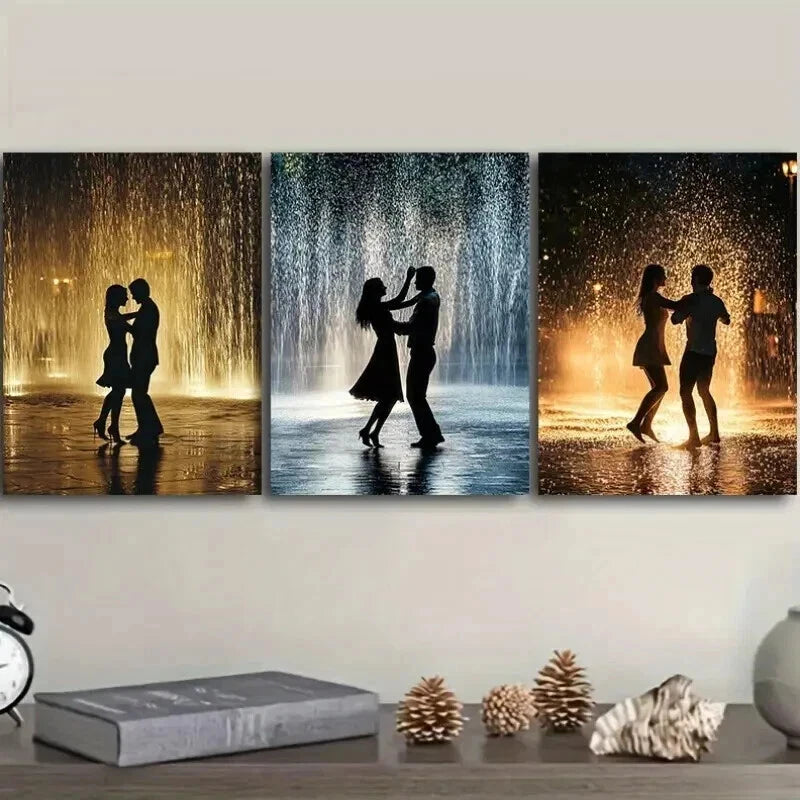 3-Piece Walk in the Rain Wall Art Set - Framed Canvas Prints 50x70cm (20x28in) | High Quality Australian Made Home Decor | Perfect for Living Room, Bedroom & Office Decorations