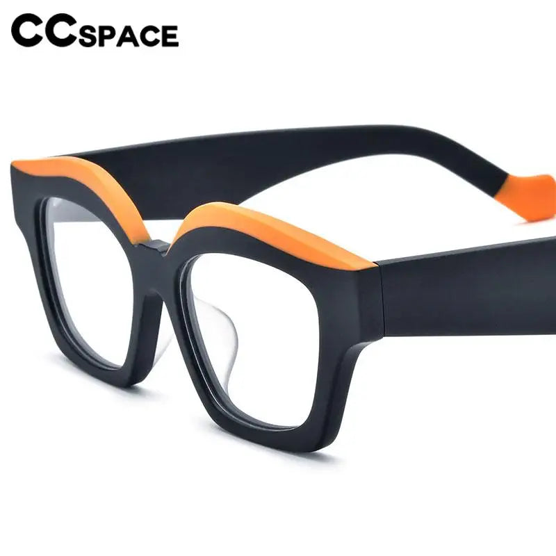 CCspace Unisex Full Rim Square Acetate Eyeglasses 57163 - Stylish & Durable Eyewear for Men & Women | Perfect for Work, Reading & Fashion Accessories