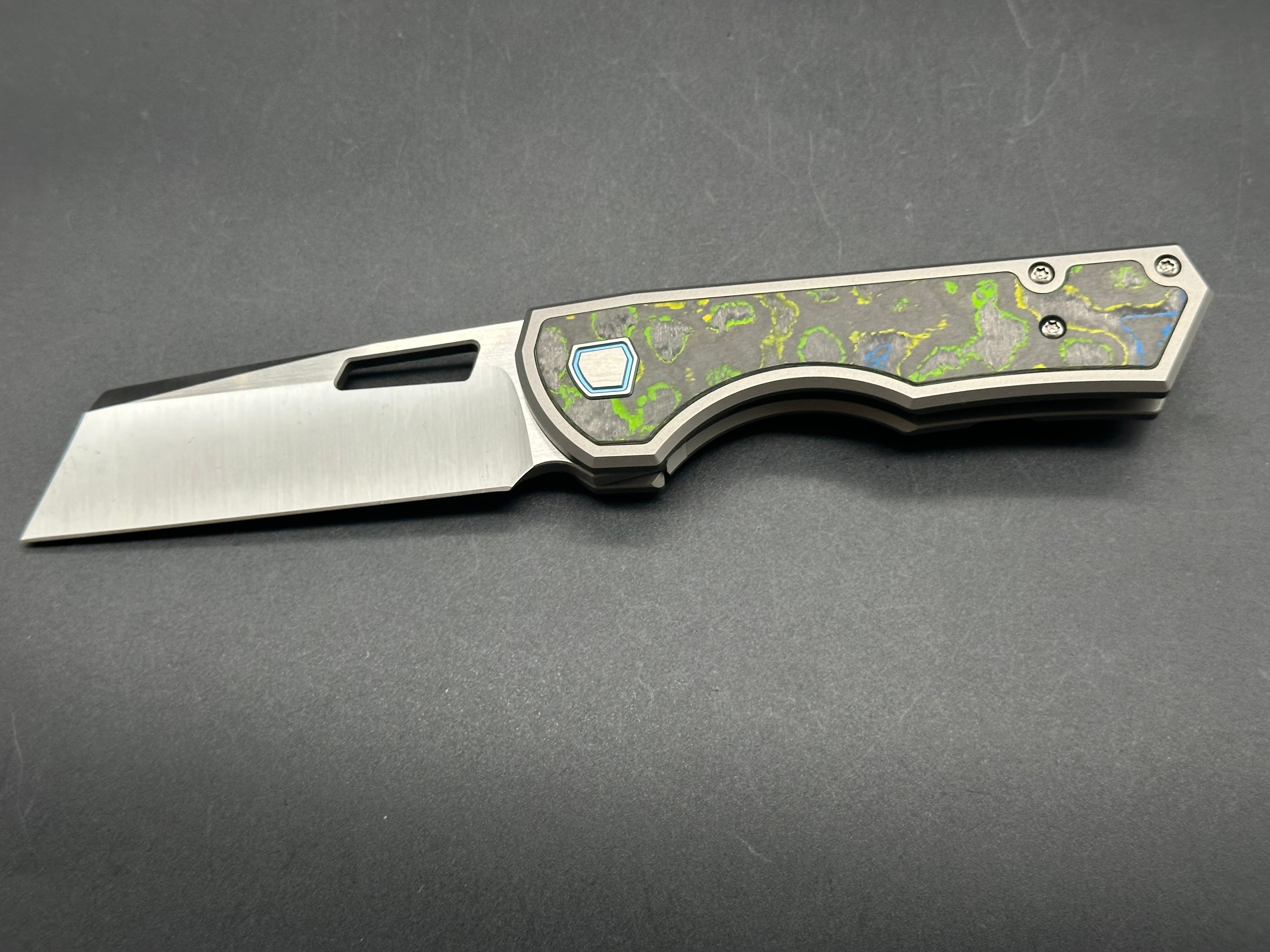 Brian Brown Yeager M V3 Titanium Folding Knife - Non-Flipper, Gecko Camo Carbon Inlays, Satin Blade (AE Exclusive) - EDC, Outdoor, Tactical, Survival, Camping, Hunting Gear