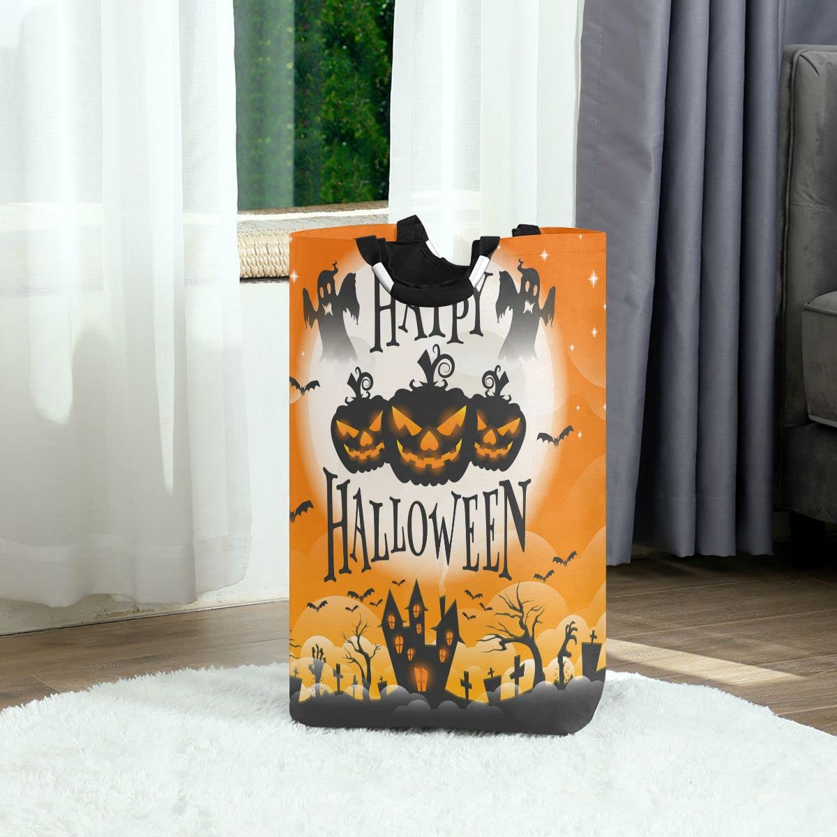 DOMIKING Collapsible Laundry Hamper Basket - Pumpkin Halloween Storage Organizer for Kids Room, Dorm, Nursery | Holds Dirty Clothes, Toys & Essentials | Perfect for Halloween Decor & Daily Use