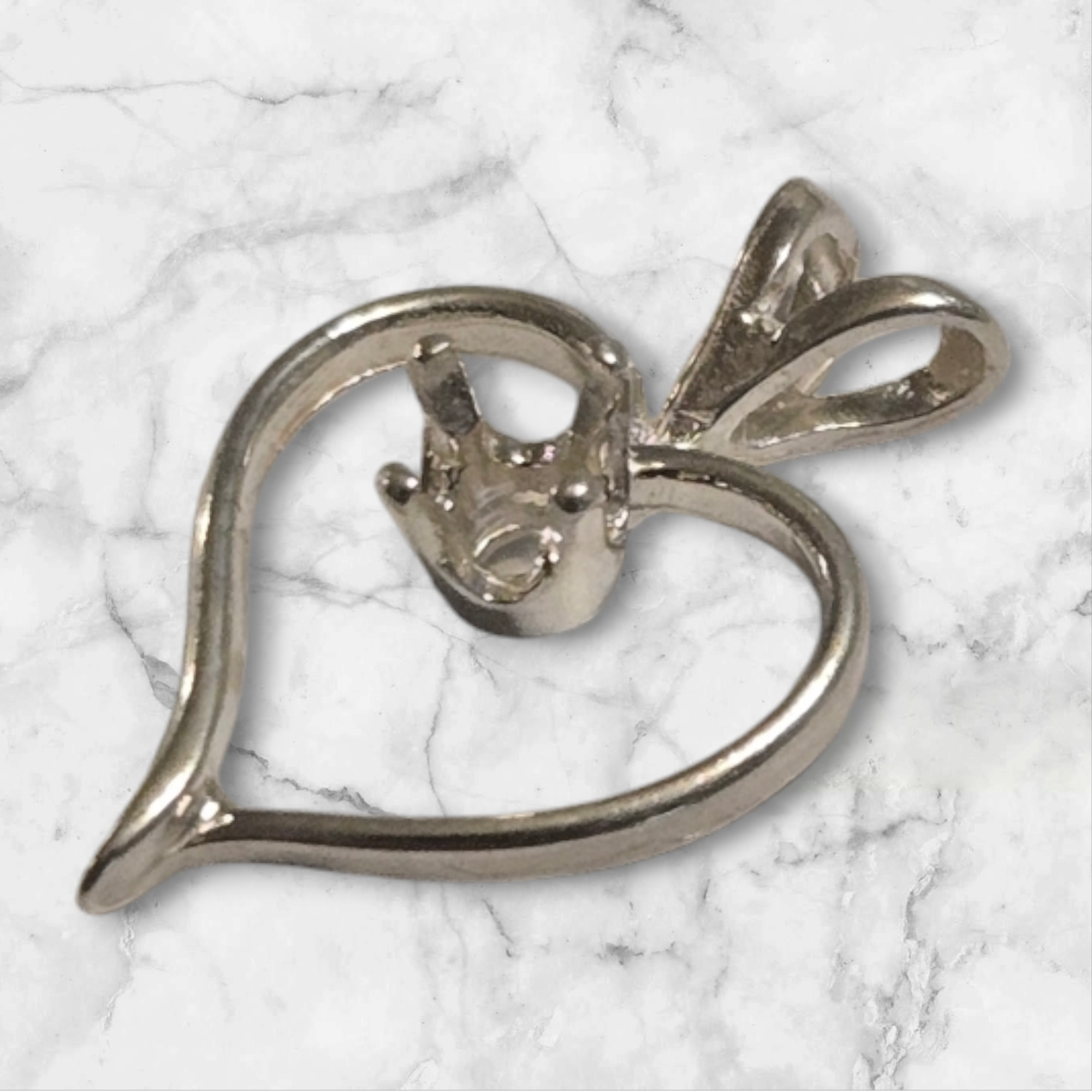 Solid Sterling Silver or 14kt Gold 4mm Round Fancy Heart Pendant Setting - Handcrafted in USA | Perfect for Necklaces, Bracelets & Jewelry Making - Gift for Valentine's Day, Anniversary & Special Occasions