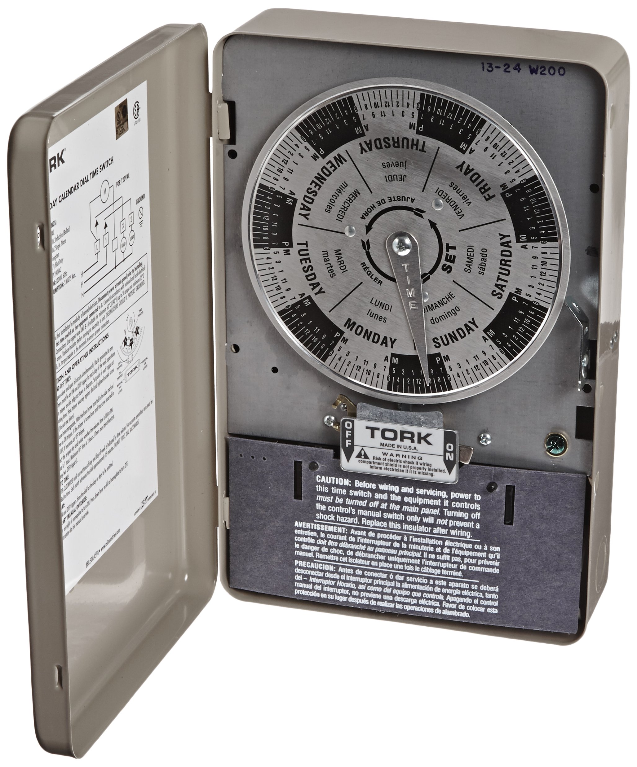 7-Day Programmable Time Switch - W Series with Different Daily Schedules | Metal Indoor NEMA 1 Enclosure | 120V Input | DPST Output Contact | Ideal for Home Automation, Lighting Control & HVAC Systems