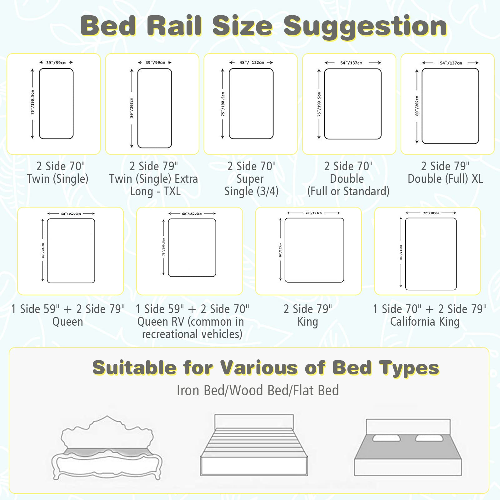 HONEY JOY 69-inch Extra Long Portable Bed Rail for Toddlers - Safety Bed Guardrail with Side Pocket, Fits King, Queen, Full & Twin Size Mattresses (Gray) - Perfect for Childproofing, Travel & Home Safety