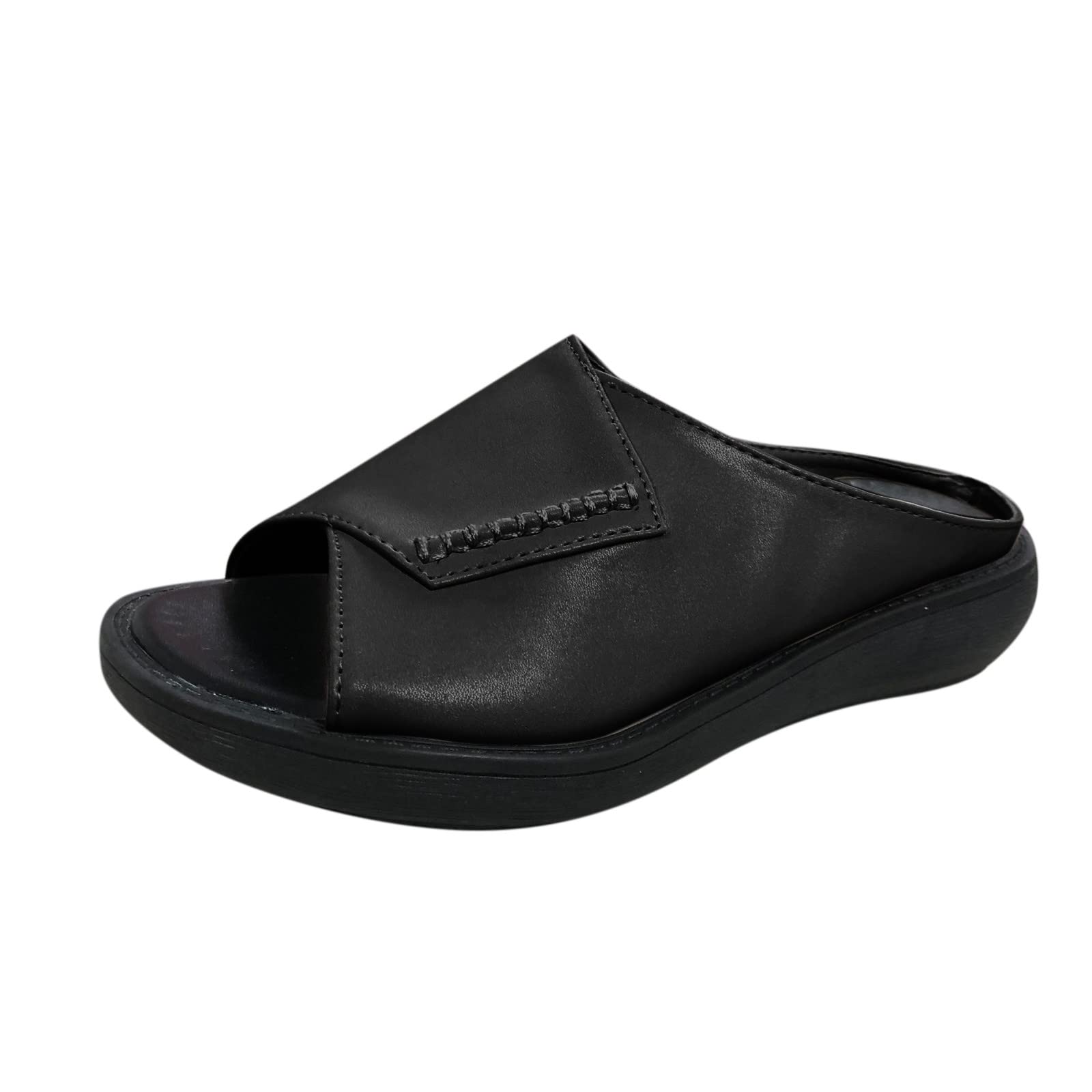 Women's Summer Wedge Sandals - Comfortable Slip-On Platform Heels with Peep Toe & Thick Sole | Casual Beach Slippers for Outdoor Walking, Vacation & Fashion Outfits