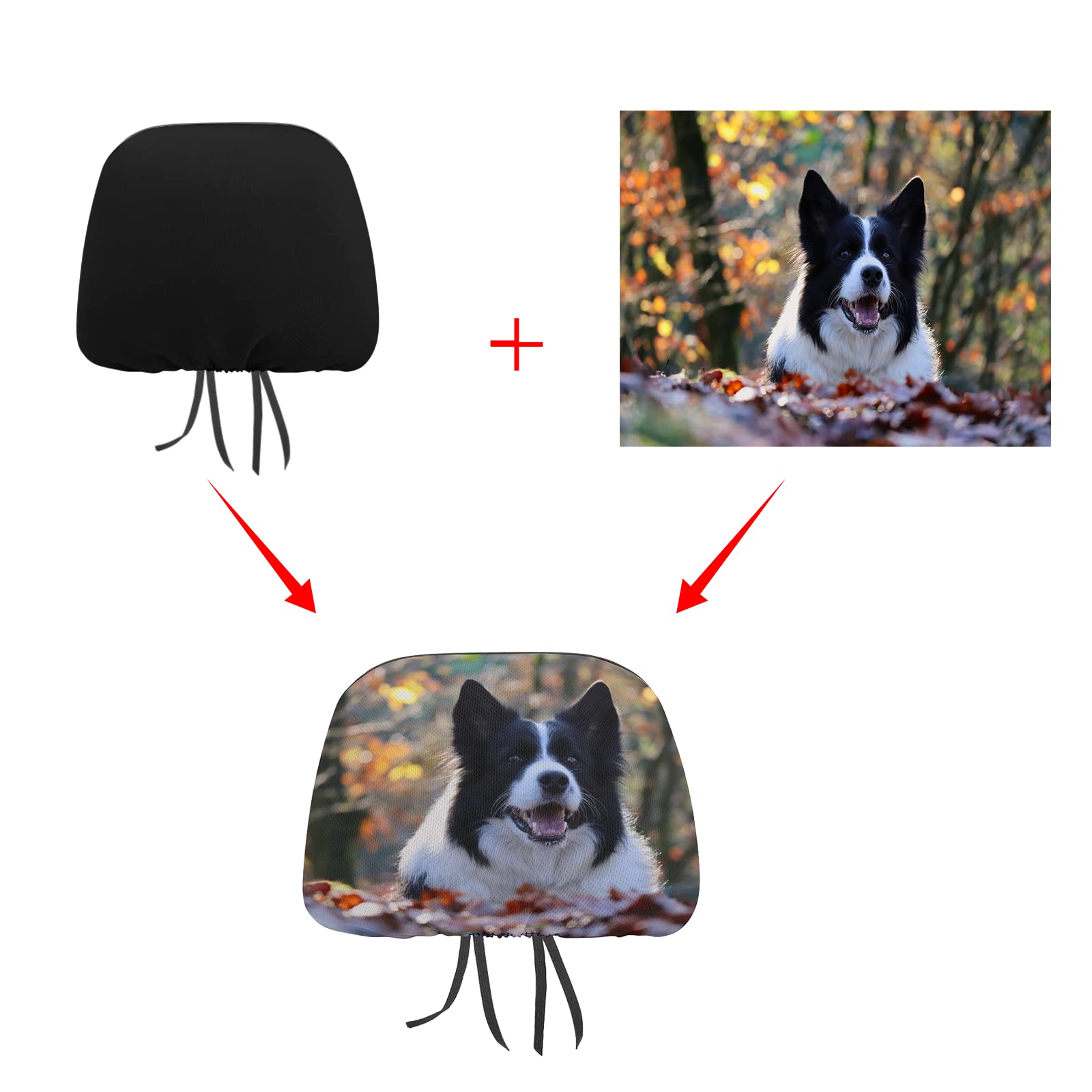 2 Pcs Custom Car Headrest Covers with Personalized Embroidery - Add Your Photo, Text or Design - Universal Fit for Most Vehicles - Perfect for Gifts, Travel Comfort & Interior Protection