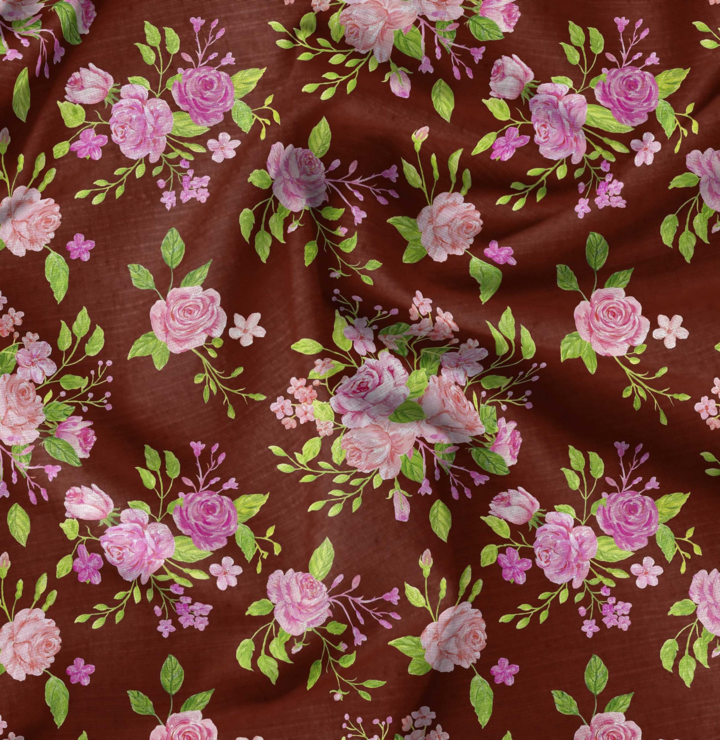Soimoi Moss Georgette Red Fabric by The Yard - 42 Inch Wide Rose Floral Printed Fabric for Dresses, Blouses & DIY Fashion Projects - Lightweight Textile for Romantic & Stylish Designs