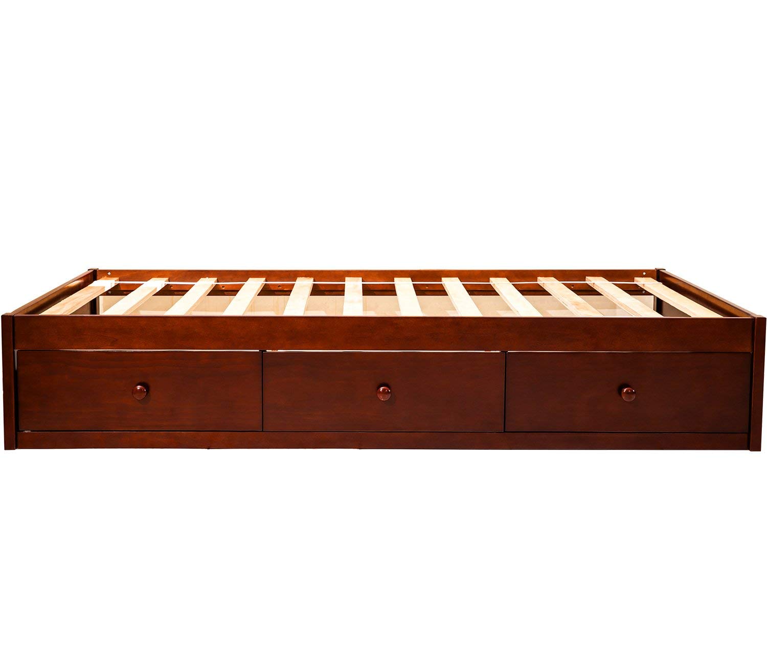 Rhomtree Twin Size Storage Platform Bed Frame with 3 Drawers - Espresso Finish | Space-Saving Captain Bed for Small Bedrooms & Kids Rooms