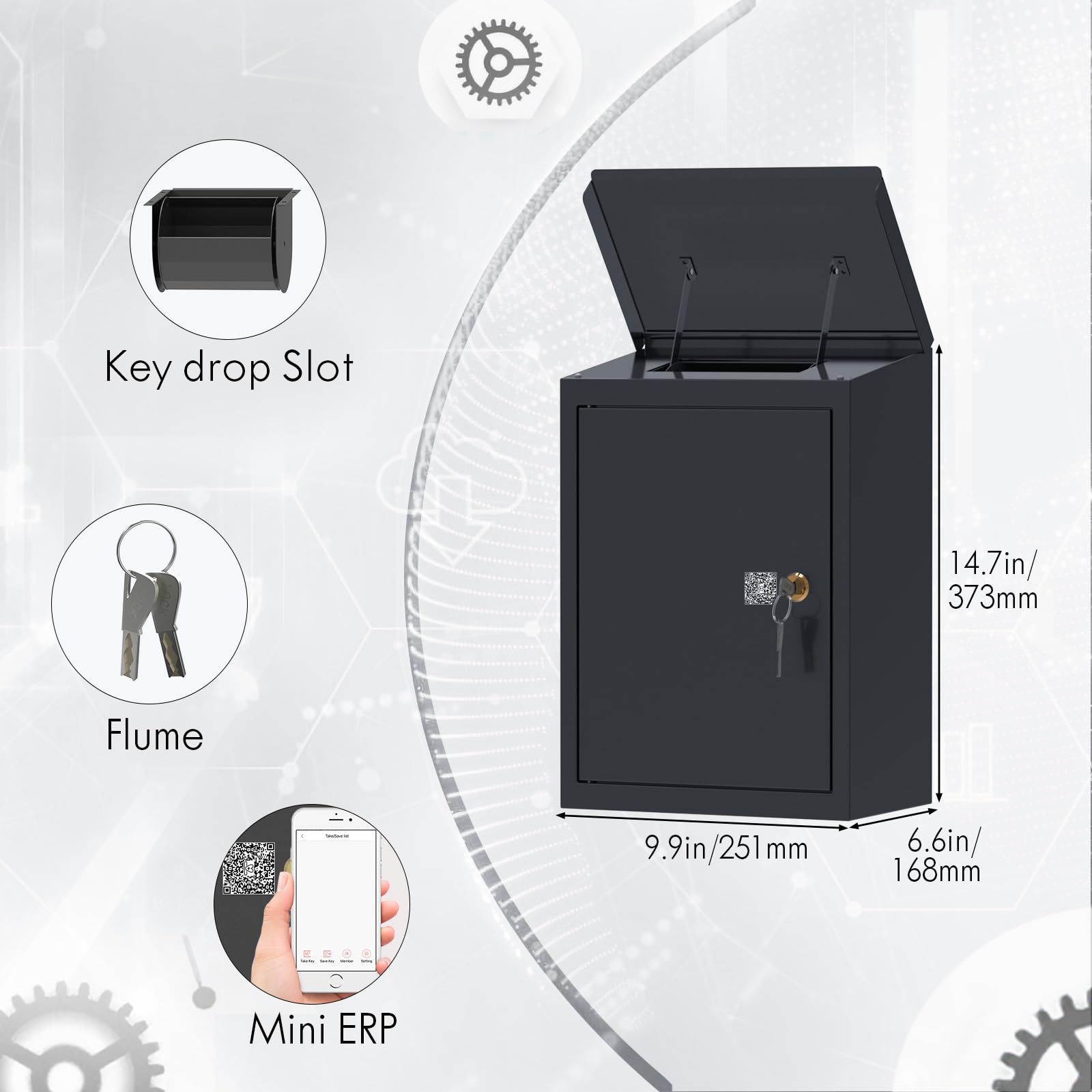 Heavy-Duty Wall Mount Key Drop Box - 6x10x14 Inch Secure Key Return Box with Anti-Theft & Waterproof Design for Automotive, Hotels & Car Rentals | Perfect for Outdoor Key Exchange & Property Management Security