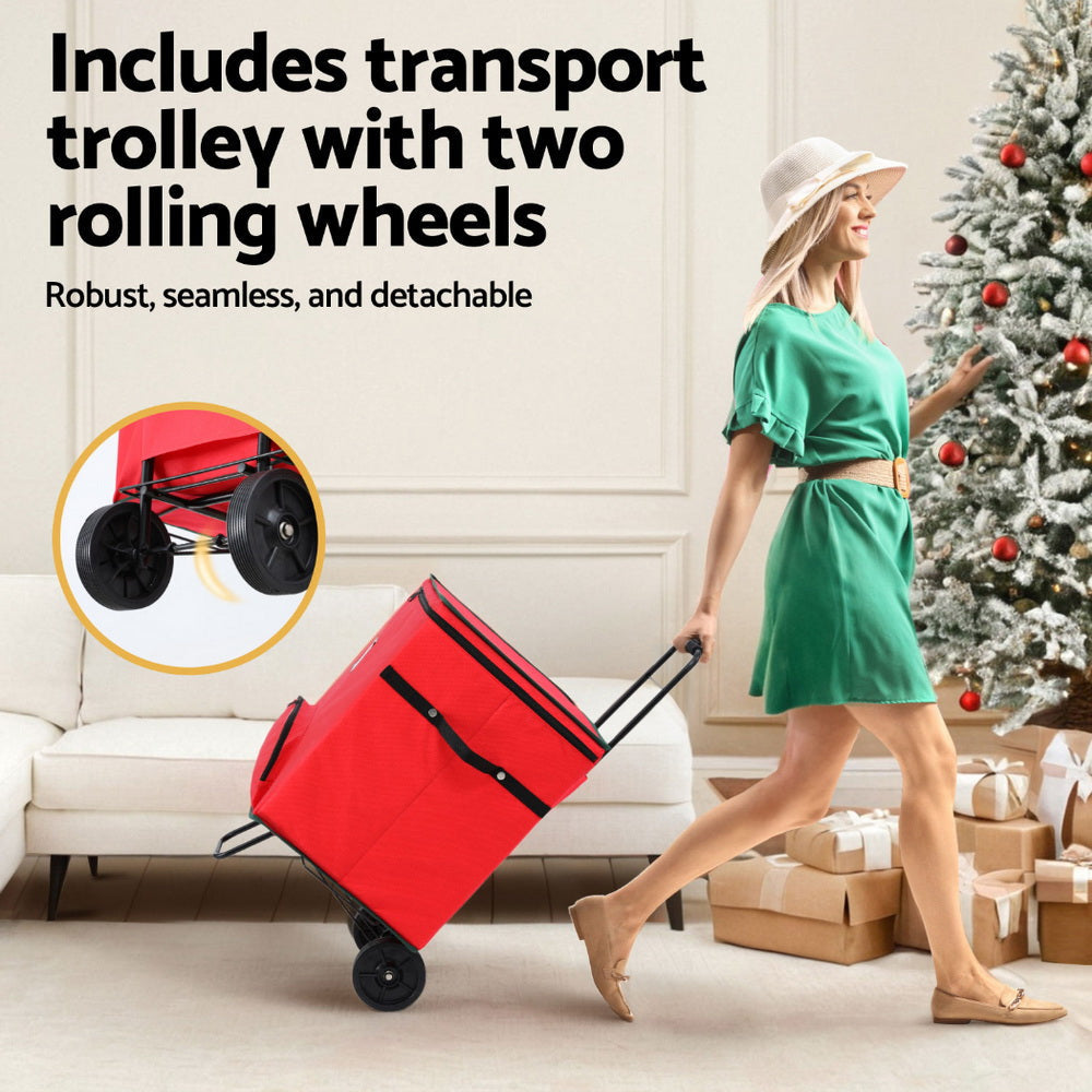 Christmas Baubles Storage Cart with 125 Dividers & Wheels - Organize Holiday Decorations for Easy Access and Storage