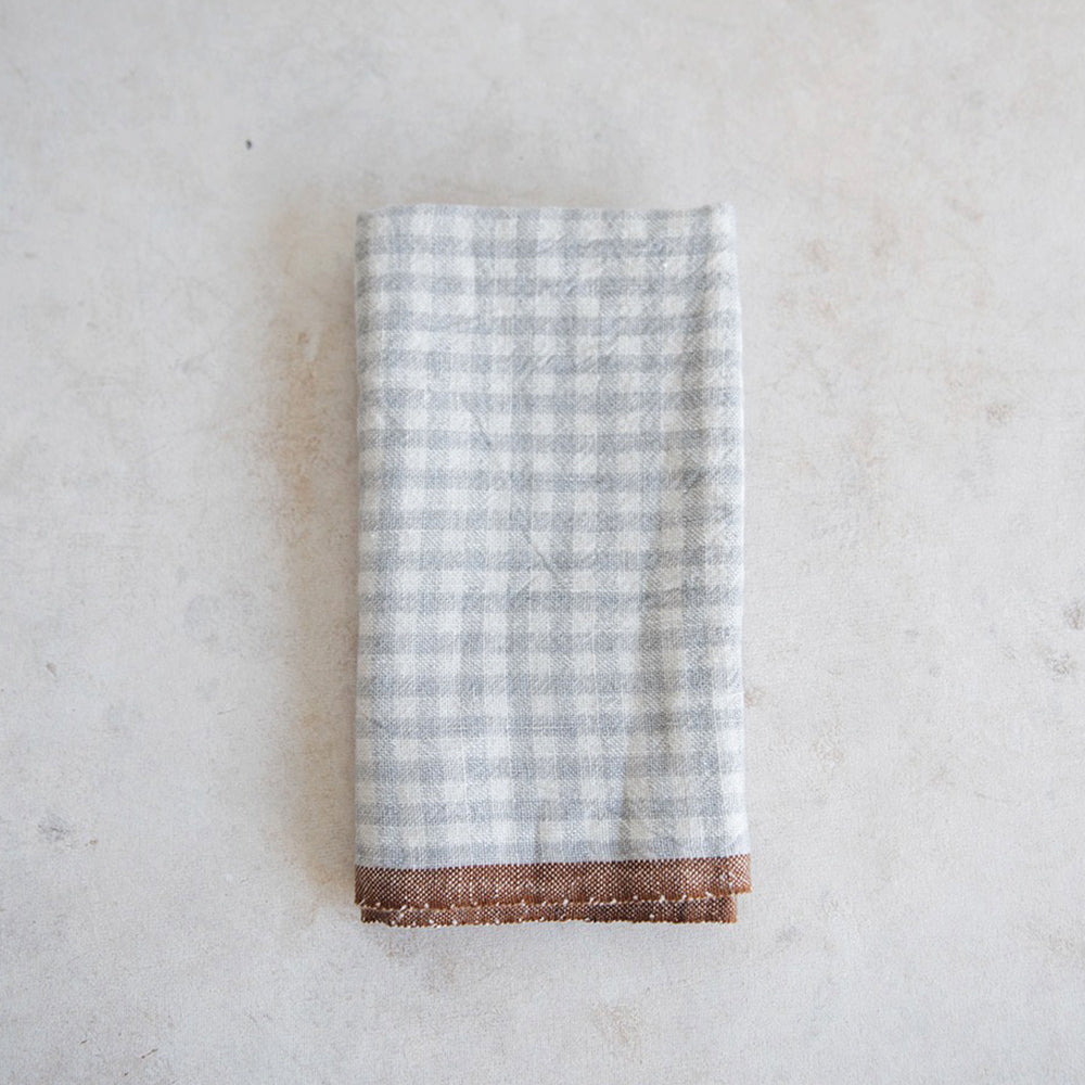 Premium Gingham Linen Dish Towels - Set of 2, Dusty Blue - Absorbent & Quick-Drying Kitchen Towels for Dishes, Glassware & Countertops - Perfect for Farmhouse, Rustic & Modern Kitchens