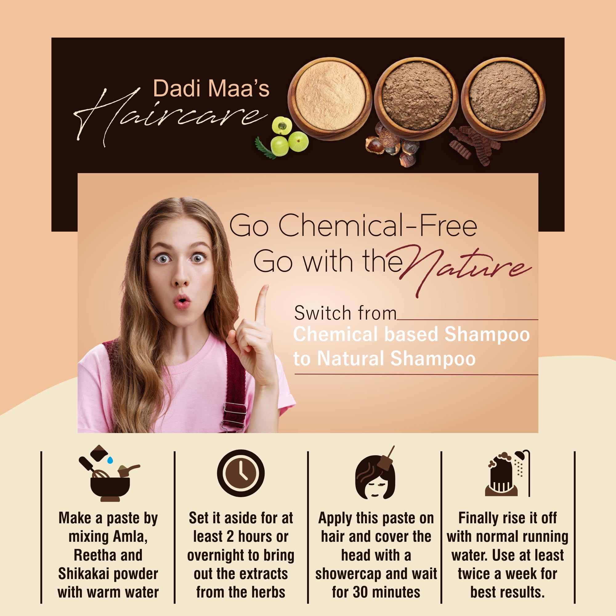 Organic Amla Reetha Shikakai Powder for Hair Growth & Scalp Care - Ayurvedic Herbal Hair Pack (3x100g) | Natural Shampoo Alternative for Dandruff, Hair Fall & Shine - Perfect for DIY Hair Masks & Ayurvedic Hair Care Routines