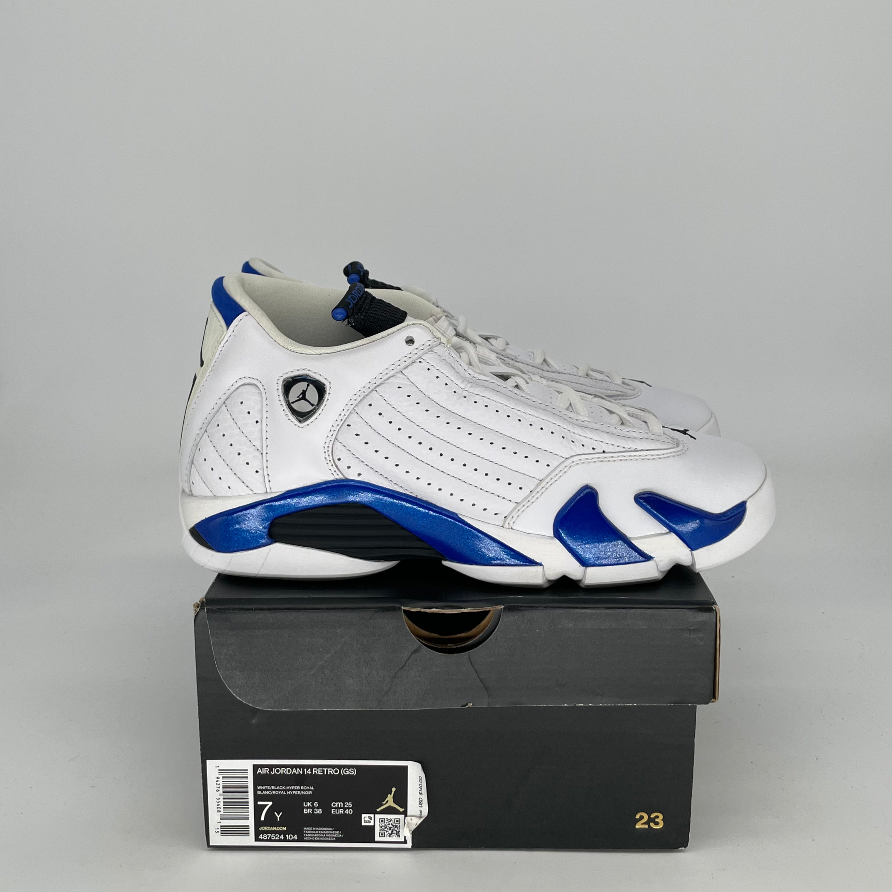 AIR JORDAN 14 Retro Basketball Shoes - White Hyper Royal - Men's Size 7/Women's Size 8.5 (487524-104) - Perfect for Streetwear & Court Performance