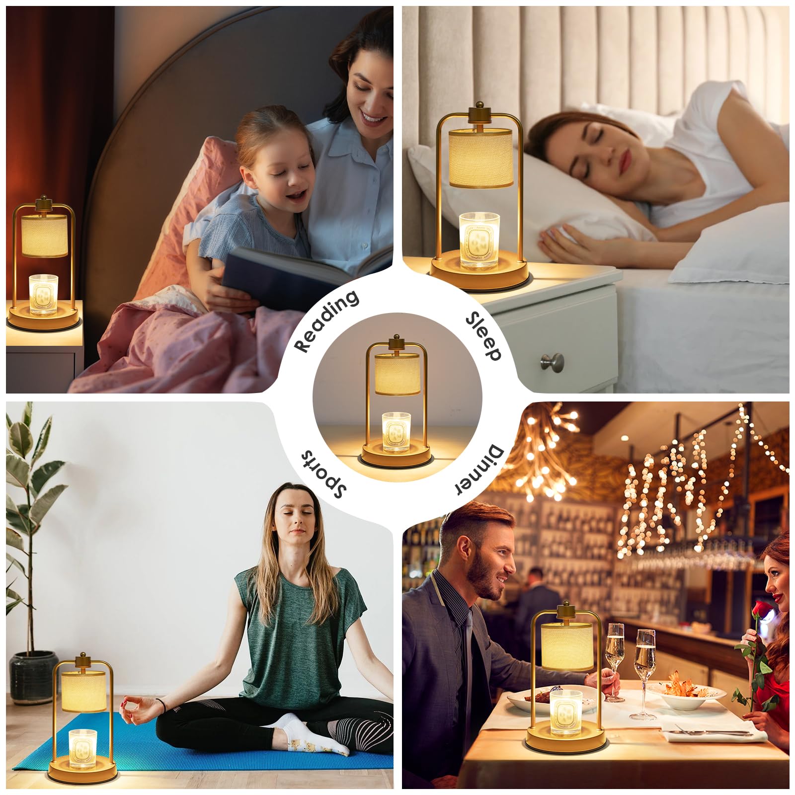 Electric Candle Warmer Lamp with Timer & Dimmable Light - Wax Melts Warmer for Home Decor, Bedroom, Office - Includes Replacement Bulbs & Compatible with Various Candles (Linen Scent) - Perfect for Aromatherapy, Relaxation & Creating Cozy Ambiance
