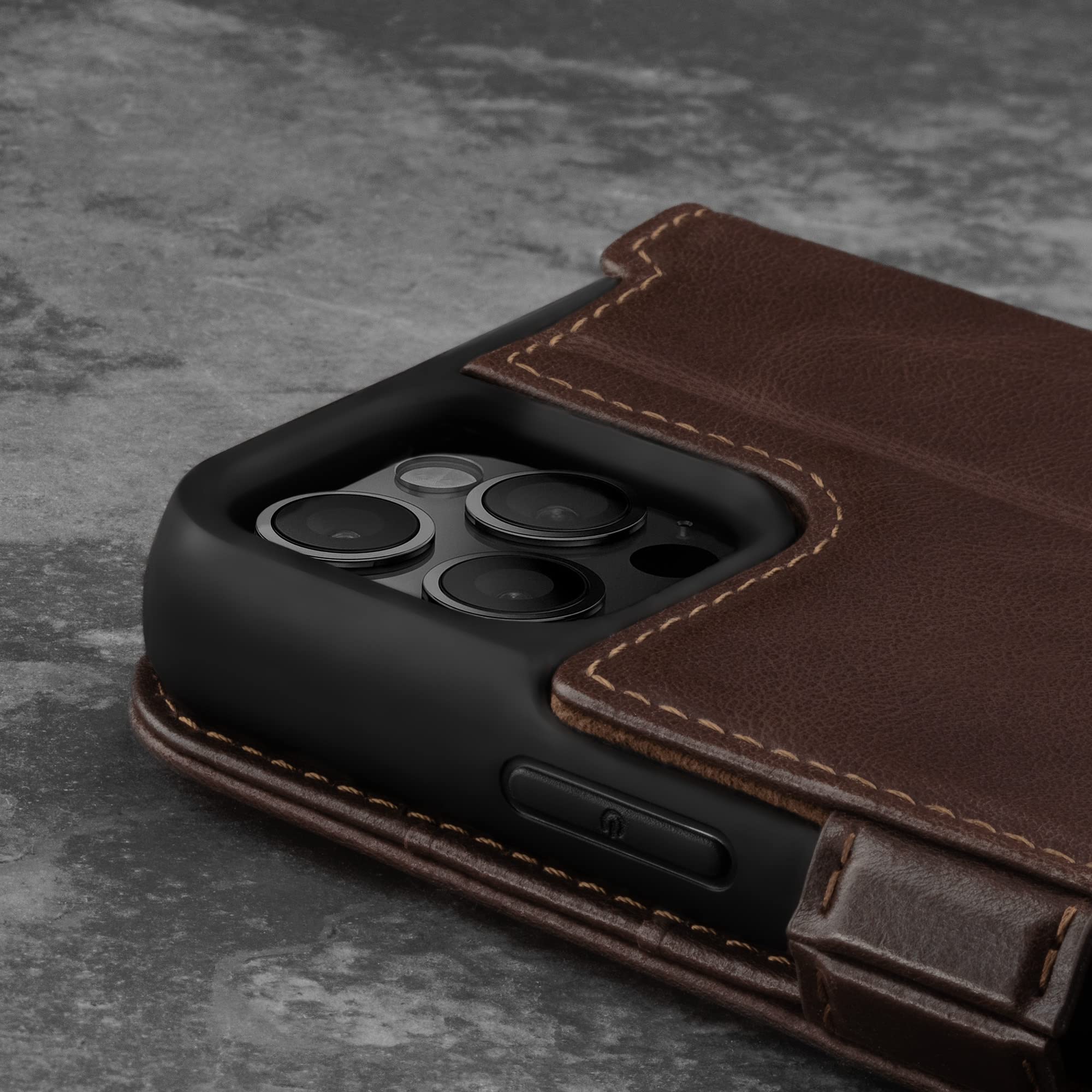 Premium TORRO Genuine Leather Wallet Case for iPhone 12 Pro Max - Slim Protective Cover with Card Holder & Kickstand Function (Dark Brown) | Perfect for Business, Travel & Everyday Use