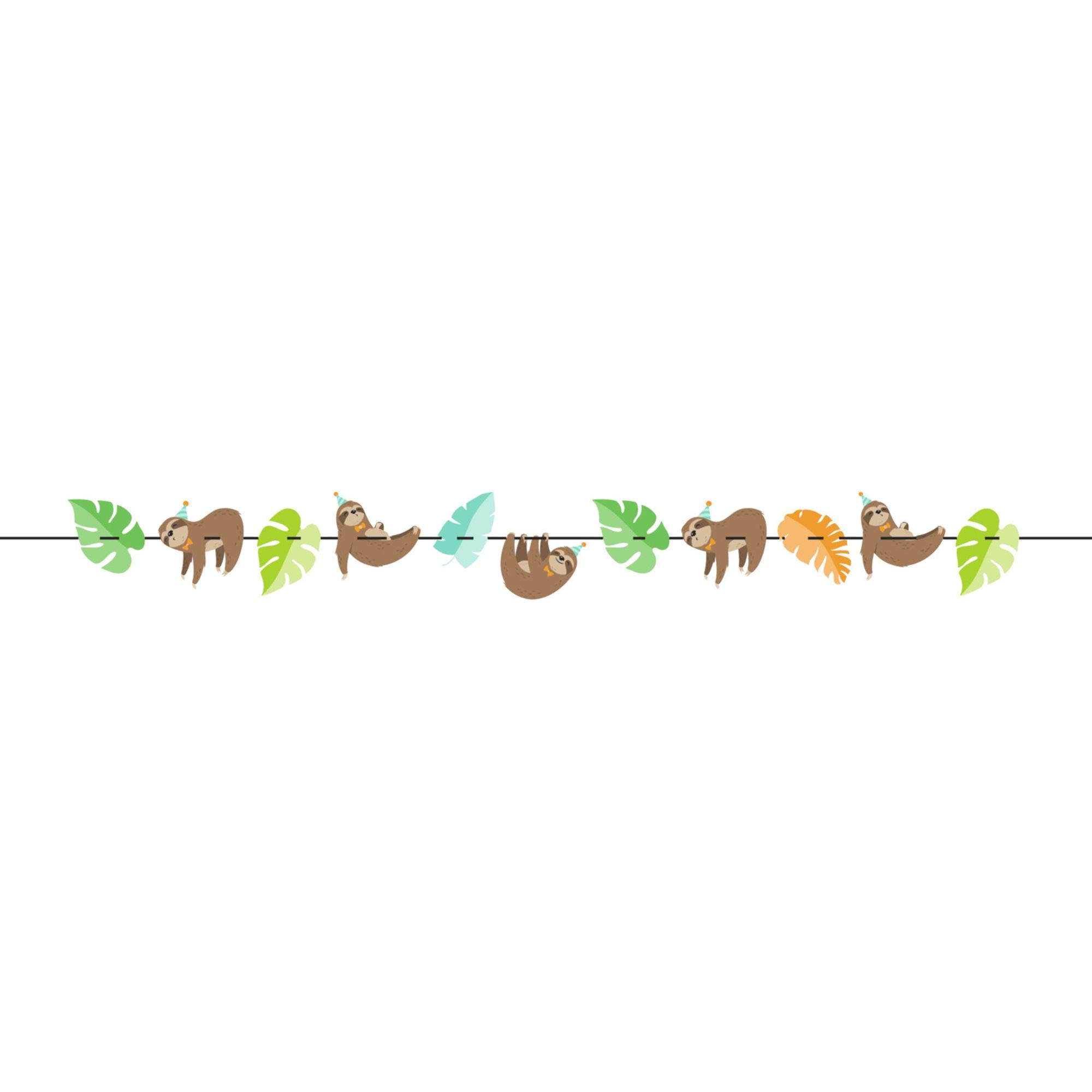 12-Pack Brown & Blue Sloth Birthday Party Banners - 80 Inch Decorative Hanging Garland for Kids Birthday Decorations, Baby Showers & Sloth Themed Parties