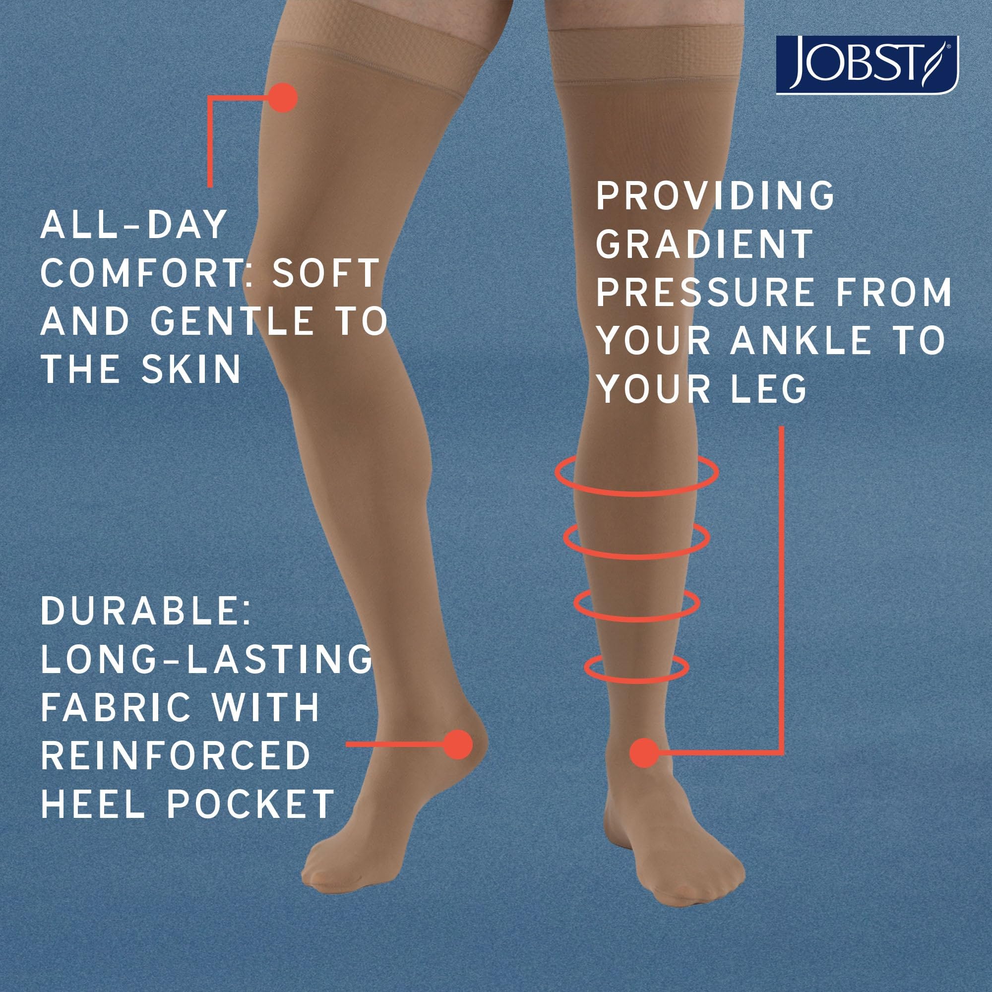 JOBST Relief 30-40 mmHg Waist High Compression Stockings for Women & Men - Medical Grade Pantyhose with Closed Toe for Circulation, Varicose Veins & Swelling Relief - Perfect for Travel, Work & Pregnancy Support