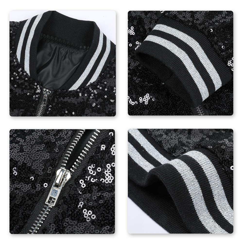 Sparkly Men's Stand Collar Stage Jacket - Black Sequined Performance Blazer for Theater, Cosplay & Nightclub Outfits