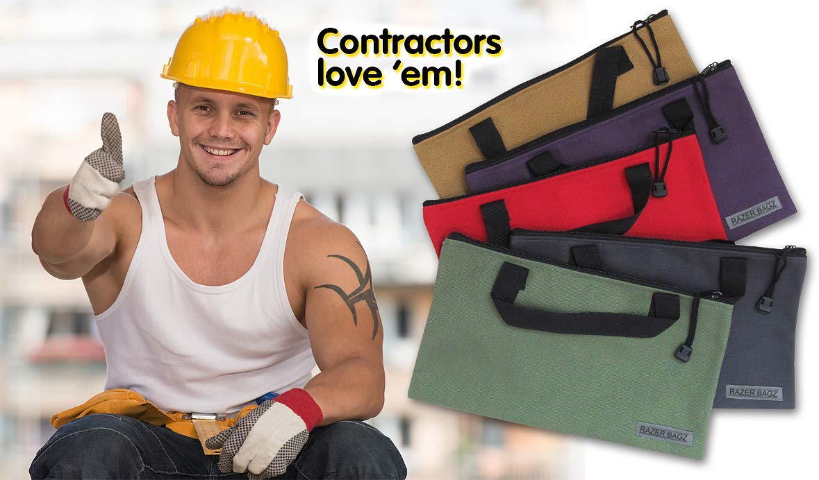 Heavy Duty Canvas Tool Bag Set of 5 - Durable Tool Organizer & Holder for Construction, Electricians, Mechanics - Perfect for Job Sites, Workshops & DIY Projects
