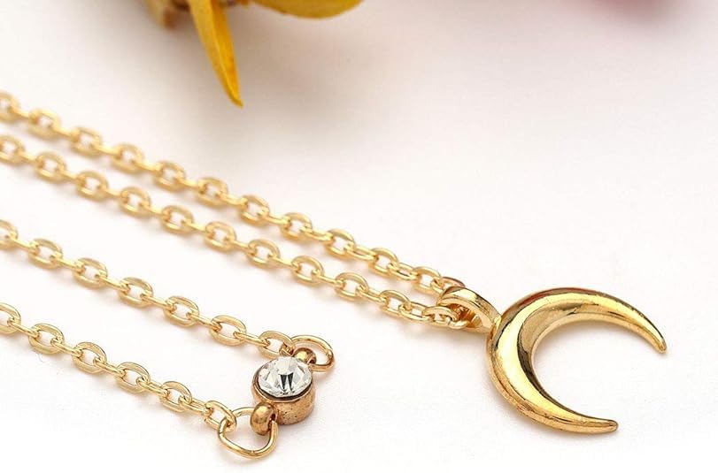 18K Gold Plated Layered Necklace Set with Shell Moon Pendant & Crystal Choker - Elegant Layering Chain Jewelry for Women | Perfect for Date Night, Beach Vacation & Boho Fashion