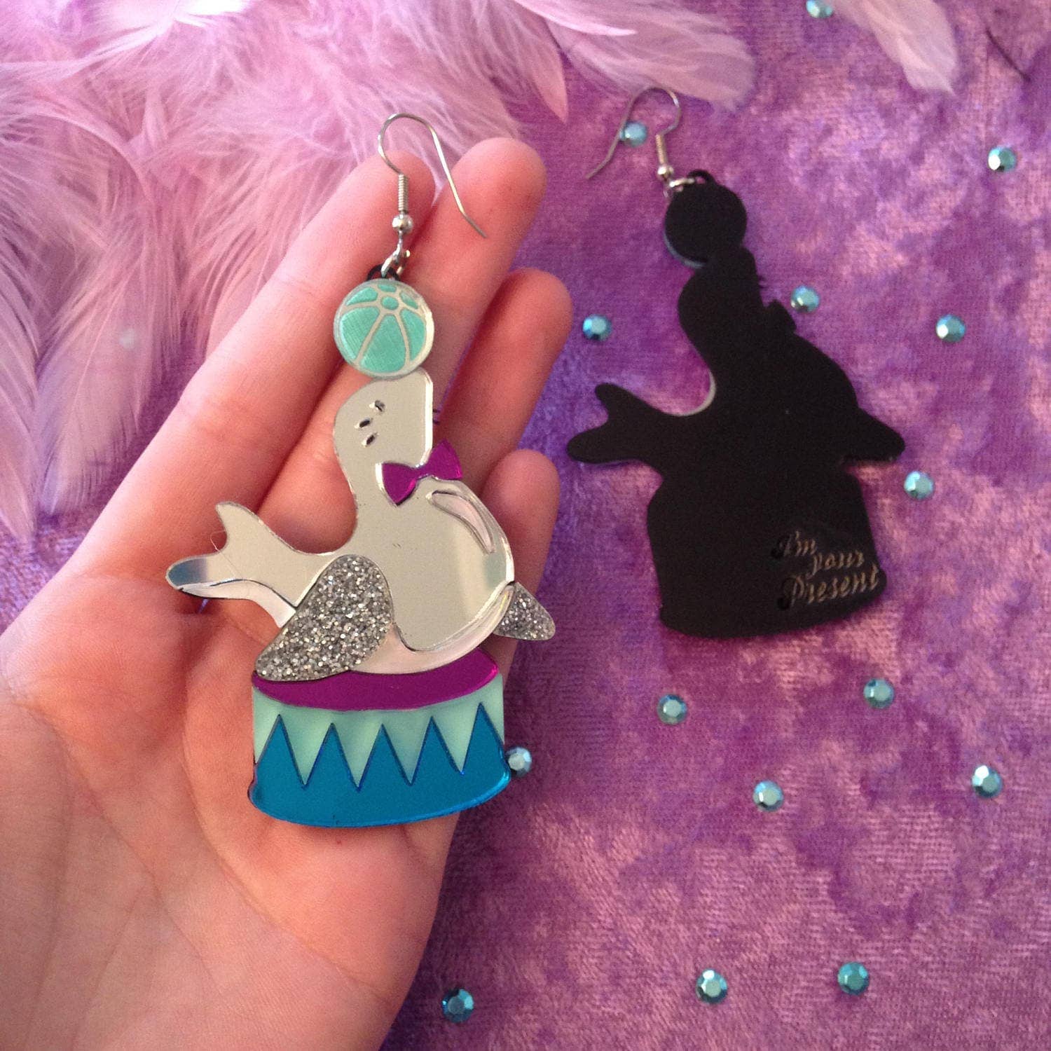 Stylish Circus Seal with Ball Earrings - Fun Animal Jewelry for Women - Perfect for Parties, Costumes & Unique Gifts