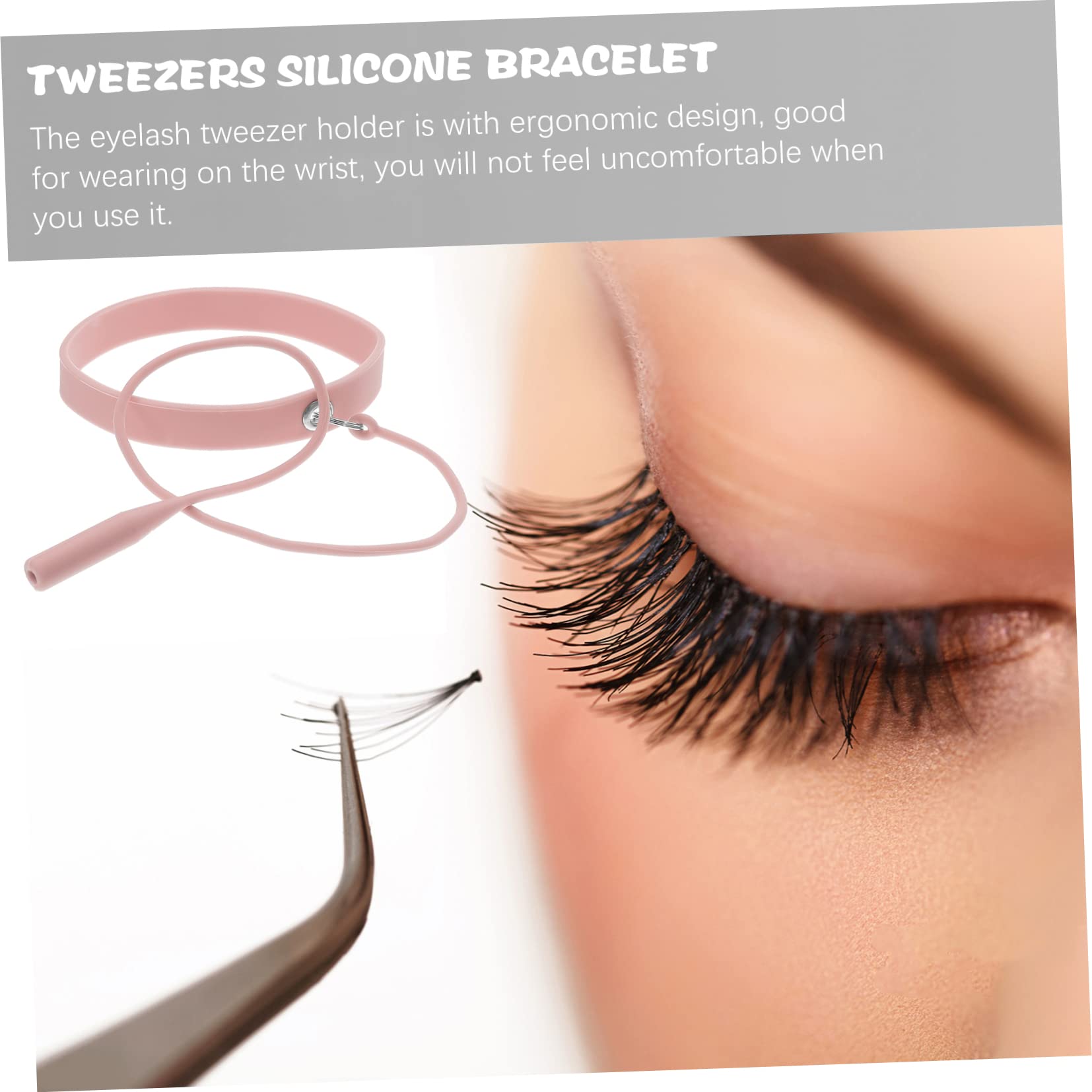 Balacoo 4-Piece Silicone Eyelash Tweezer Set with Bracelet Holder - Professional Lash Extension Tweezers & Wristband for Makeup Artists - Perfect for Salon, Home Use & Travel Accessories