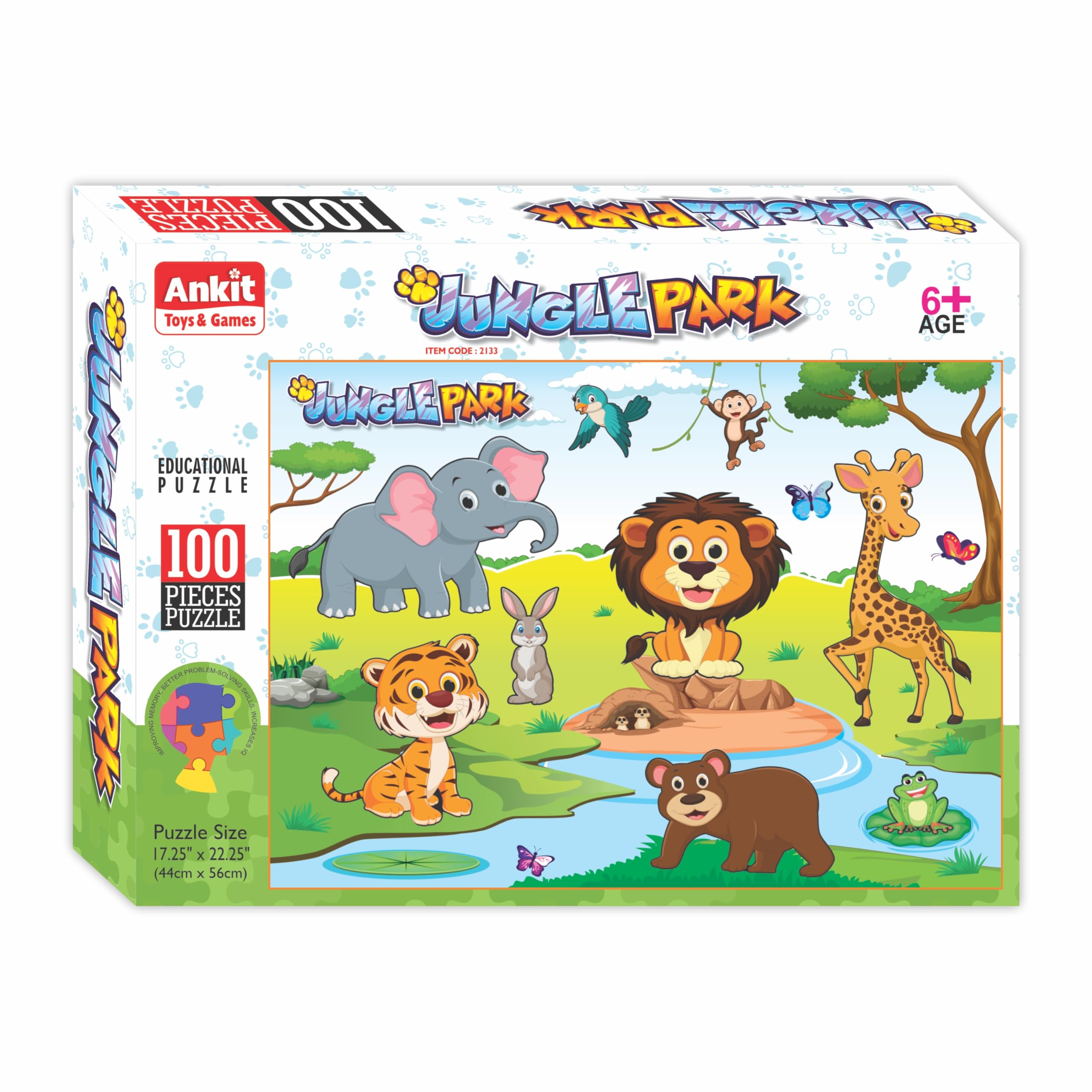 Ankit Toys & Games Jungle Park Jigsaw Puzzle for Kids Ages 6+ – Educational Animal Puzzle with Vibrant Illustrations to Develop Problem-Solving & Spatial Skills | Perfect for Solo Play, Family Game Night & Classroom Learning Activities
