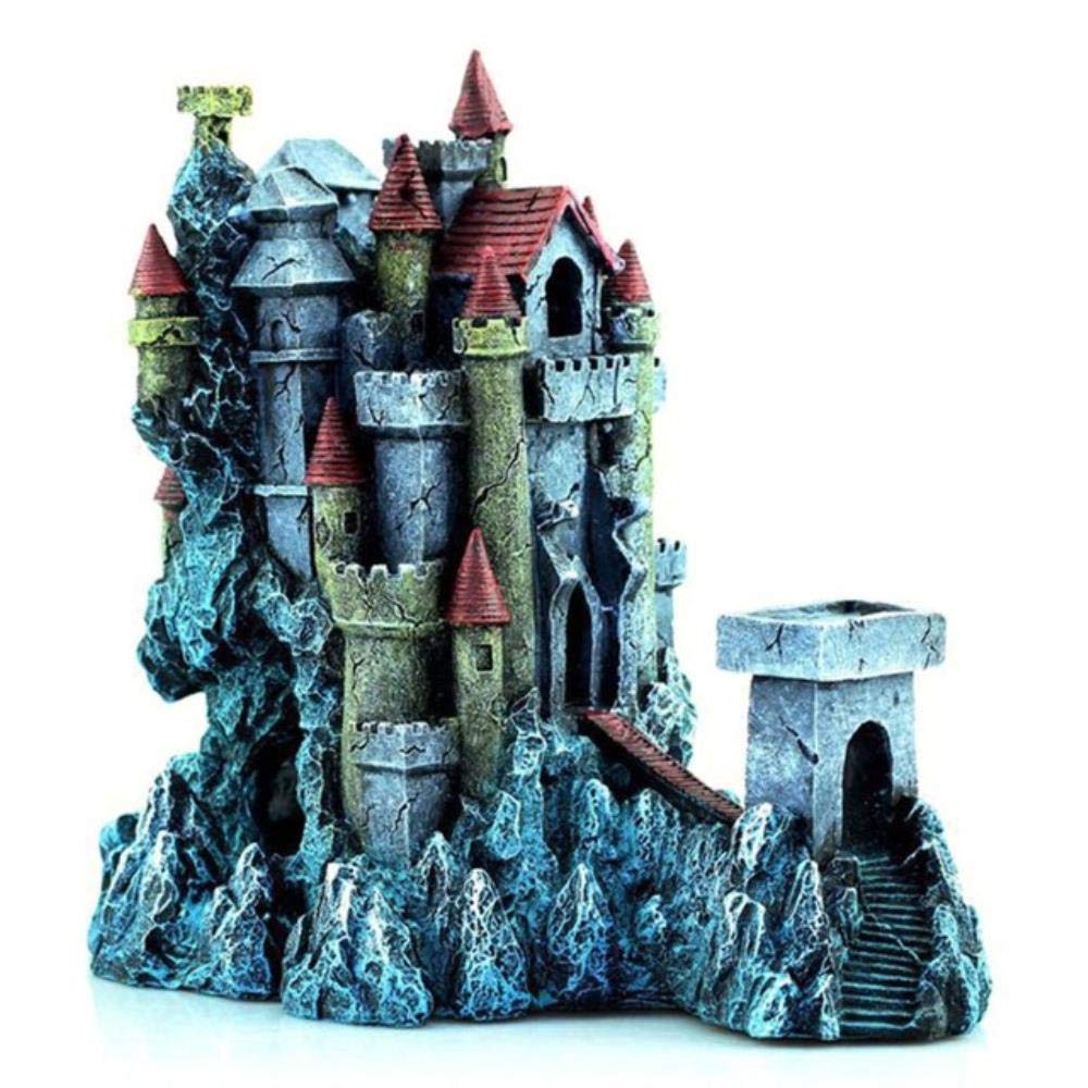Fantasy Castle Fish Tank Ornament - Vintage Coral Aquarium Decor for Betta Fish, Fighting Fish Tank Accessories | Perfect for Home, Office Aquarium Landscaping and Decoration